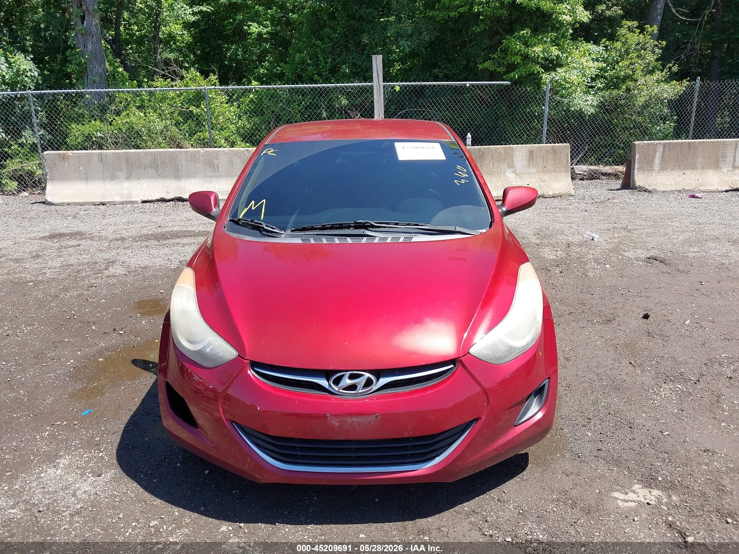 2013 Hyundai Elantra Gls Red vin: 5NPDH4AE3DH434448