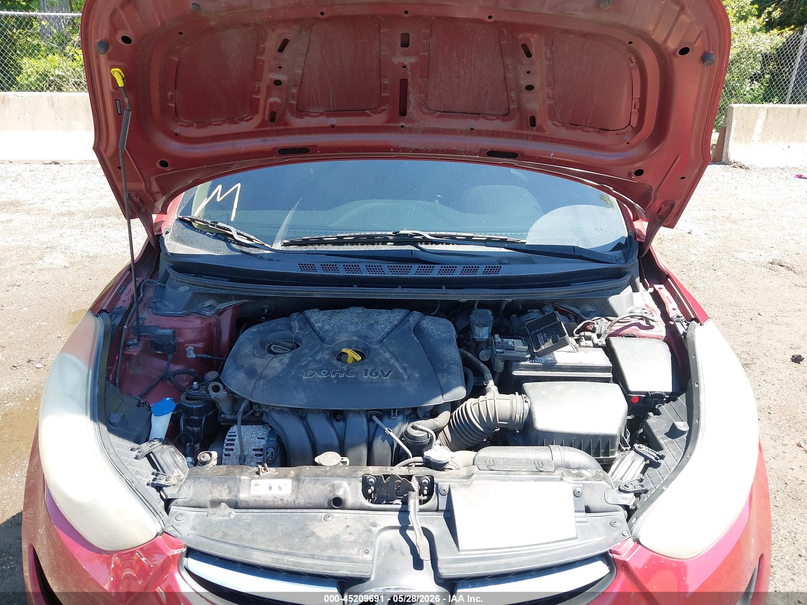 2013 Hyundai Elantra Gls Red vin: 5NPDH4AE3DH434448