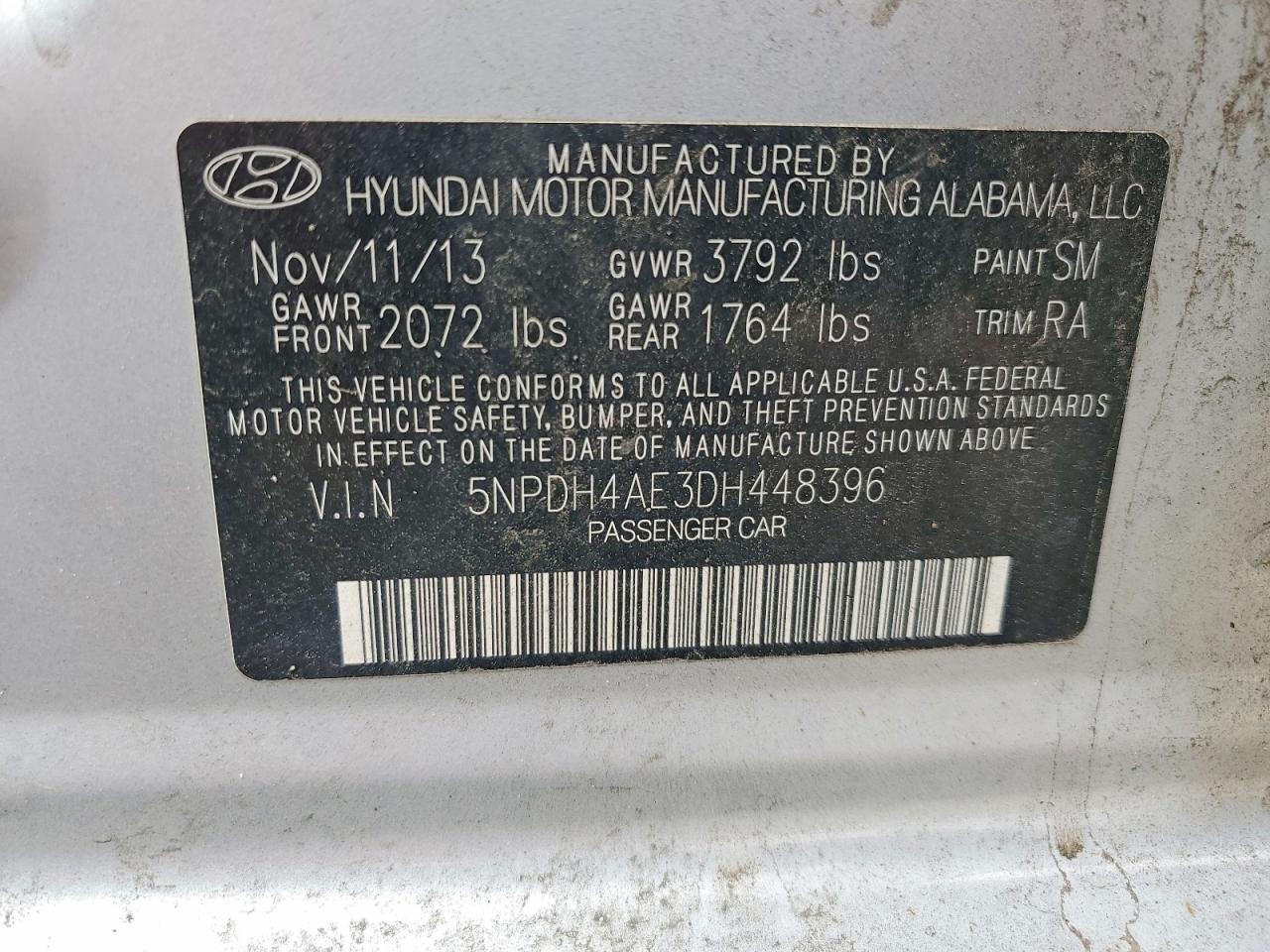 2013 Hyundai Elantra Gls Серебряный vin: 5NPDH4AE3DH448396