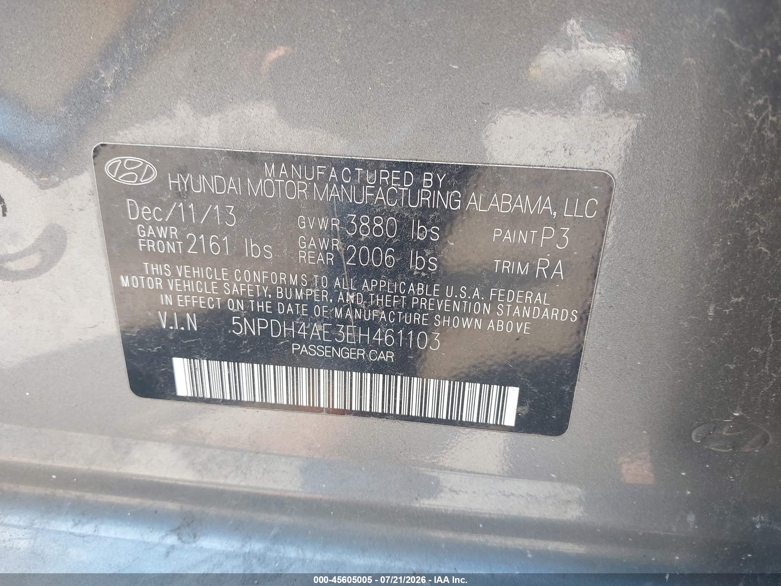 2014 Hyundai Elantra Se Серый vin: 5NPDH4AE3EH461103