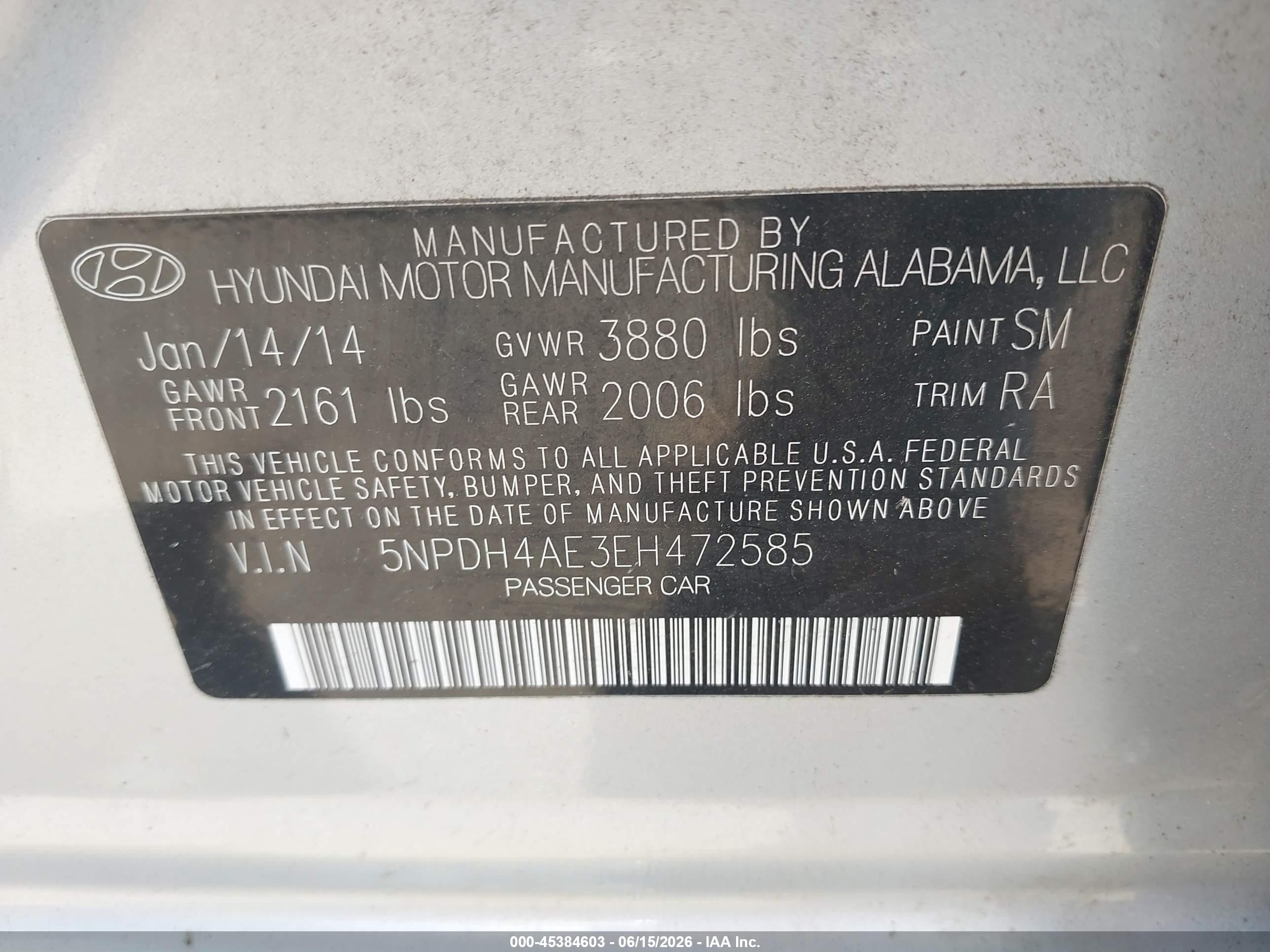 2014 Hyundai Elantra Se Silver vin: 5NPDH4AE3EH472585
