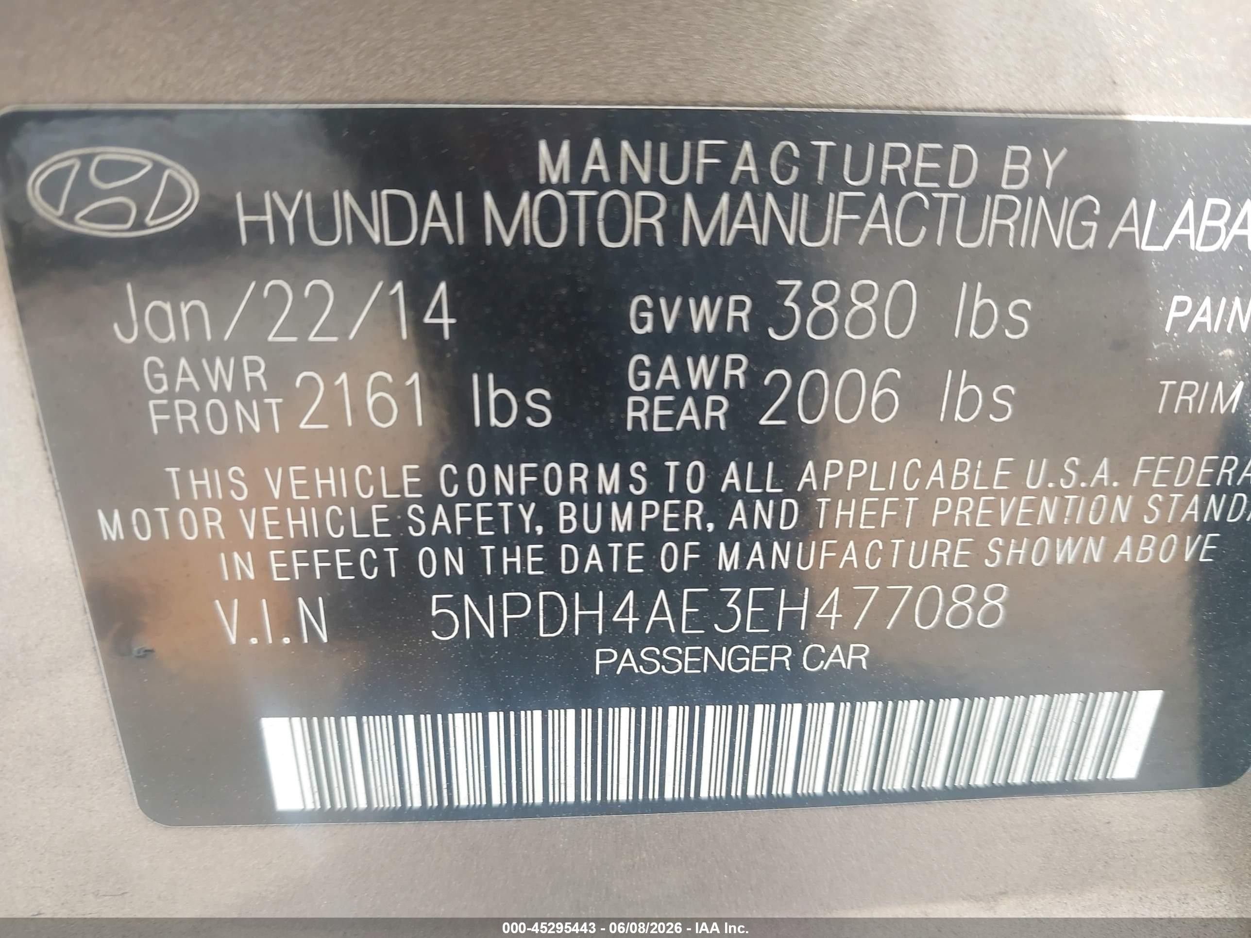 2014 Hyundai Elantra Se Gray vin: 5NPDH4AE3EH477088
