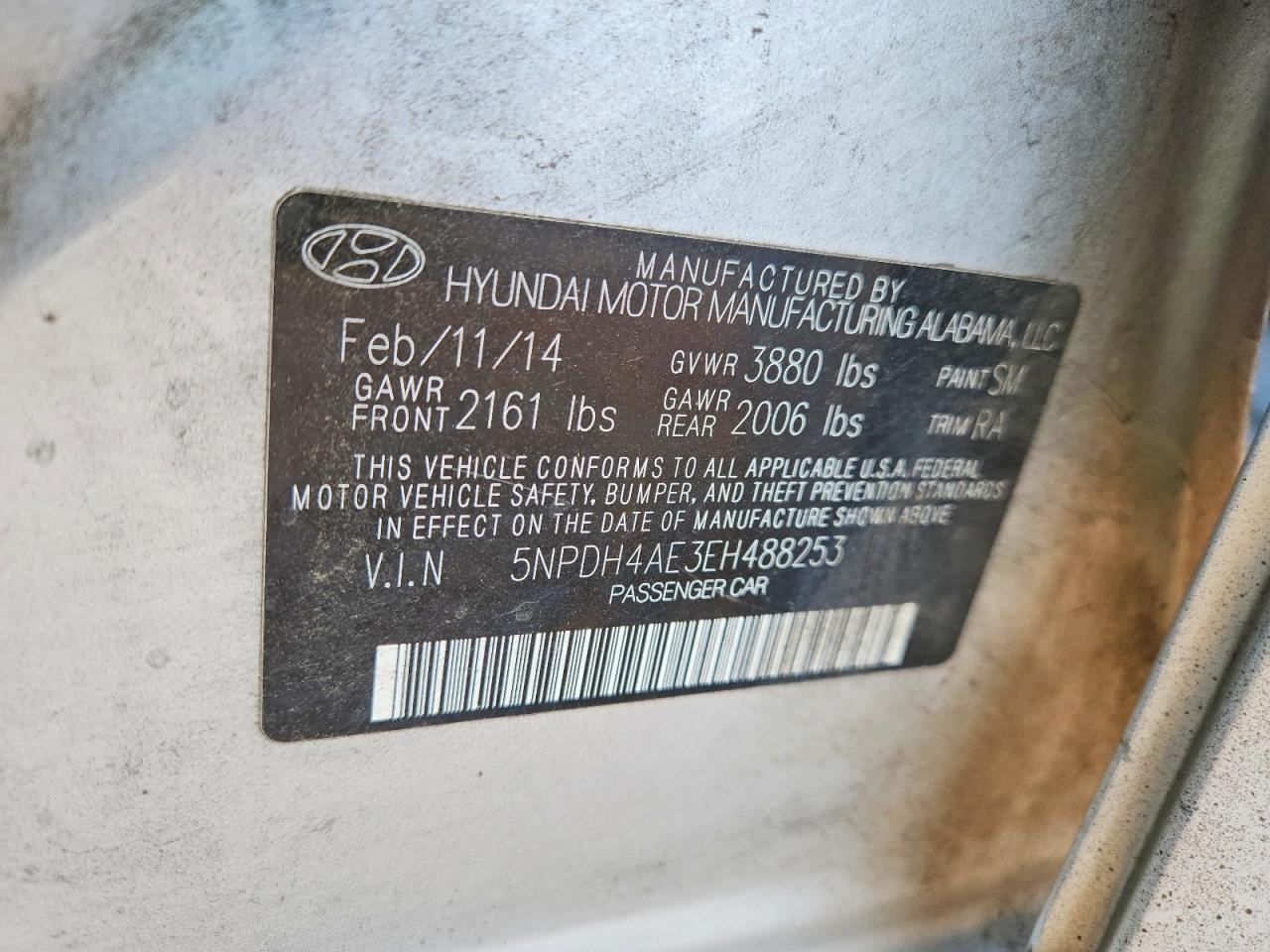2014 Hyun Elantra Se Silver vin: 5NPDH4AE3EH488253