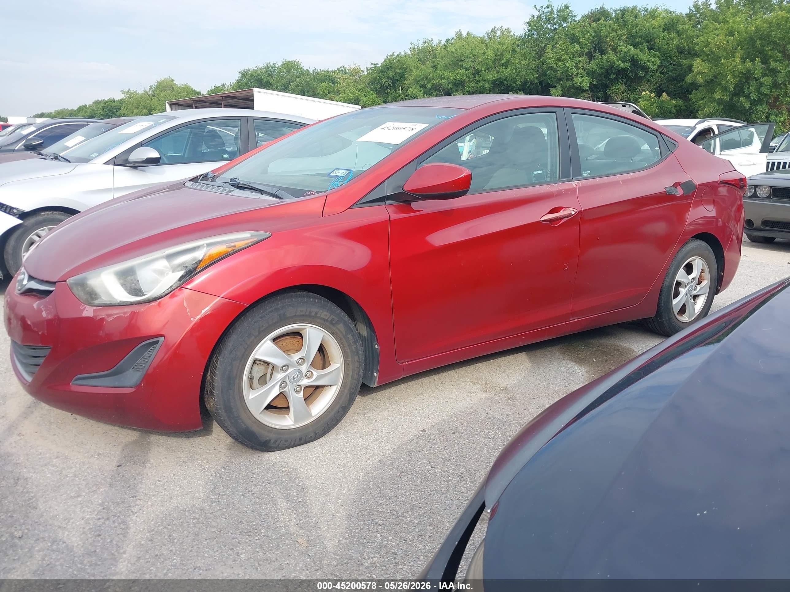 2014 Hyundai Elantra Se Red vin: 5NPDH4AE3EH530131