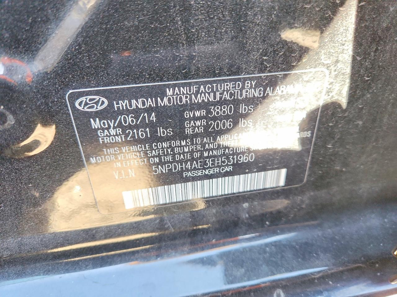 2014 Hyundai Elantra Se Black vin: 5NPDH4AE3EH531960