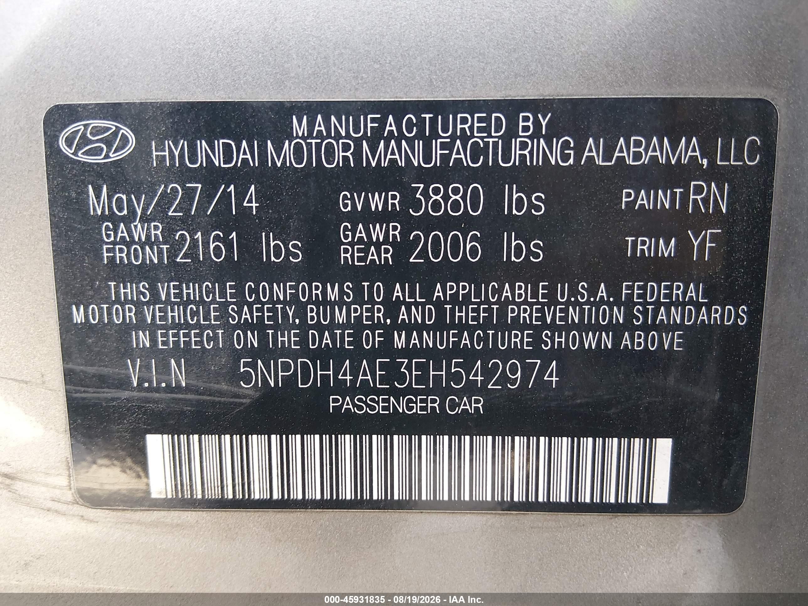 2014 Hyundai Elantra Se Brown vin: 5NPDH4AE3EH542974