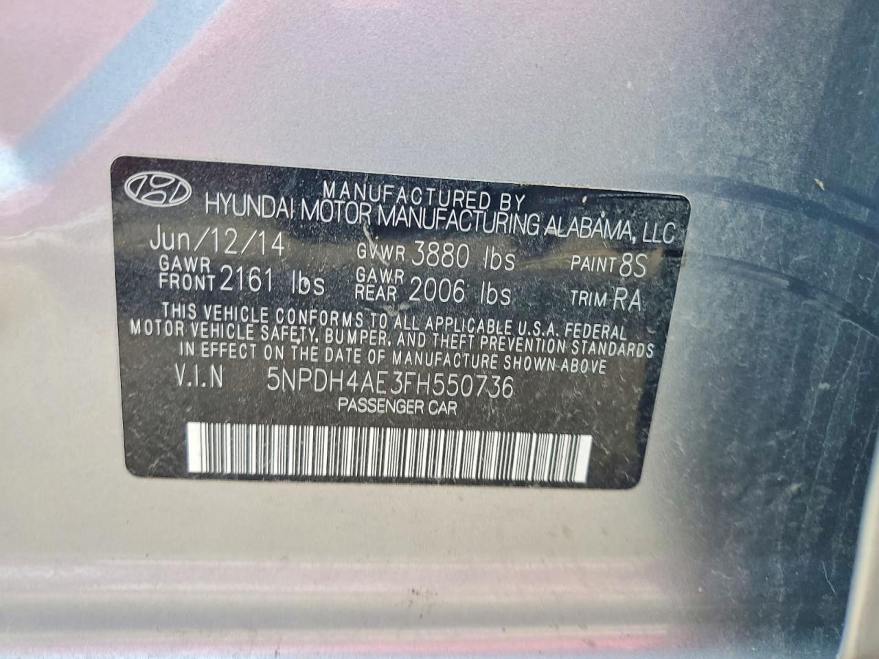 2015 Hyundai Elantra Se Silver vin: 5NPDH4AE3FH550736