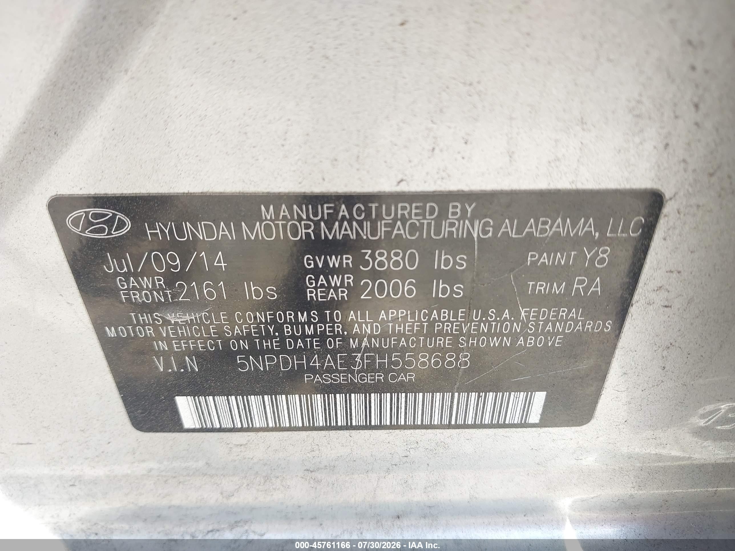 2015 Hyundai Elantra Se Silver vin: 5NPDH4AE3FH558688