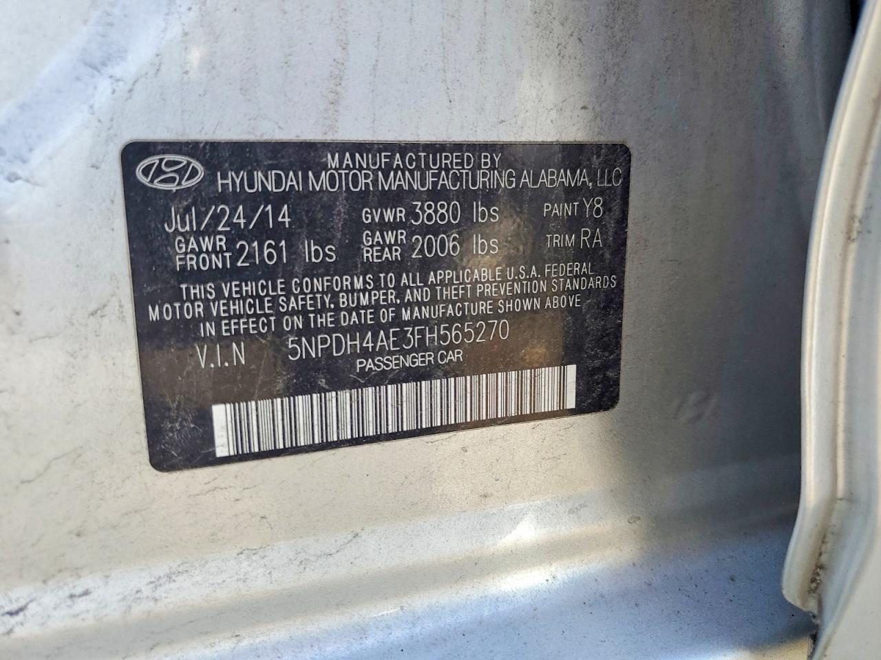 2015 Hyundai Elantra Se Silver vin: 5NPDH4AE3FH565270