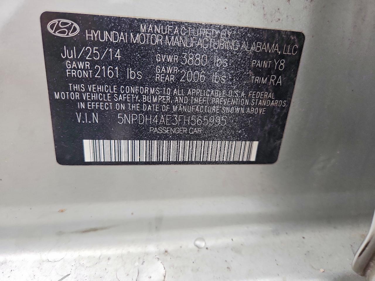 2015 Hyundai Elantra Se Silver vin: 5NPDH4AE3FH565995