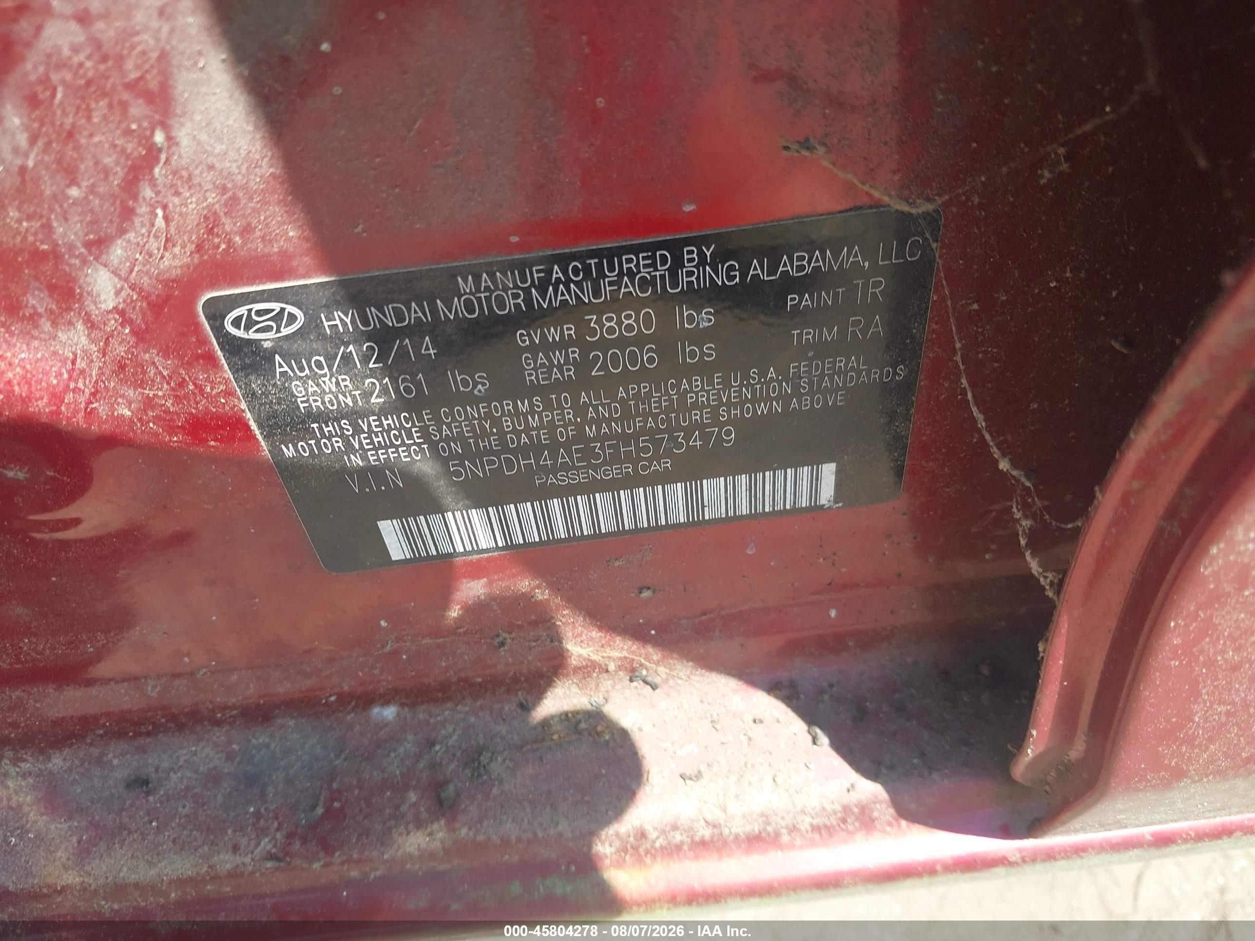 2015 Hyundai Elantra Se Красный vin: 5NPDH4AE3FH573479