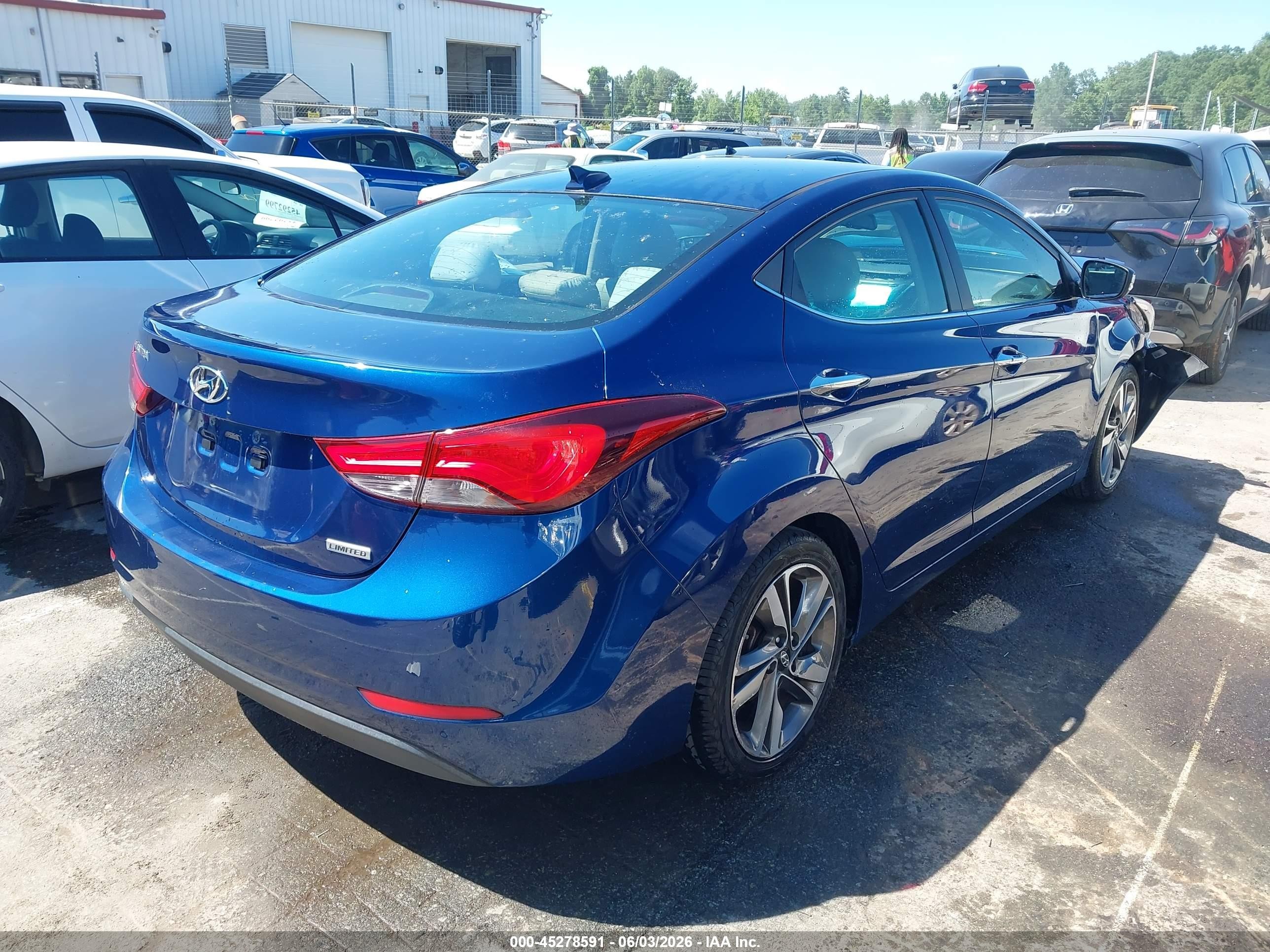 2015 Hyundai Elantra Limited Blue vin: 5NPDH4AE3FH574065