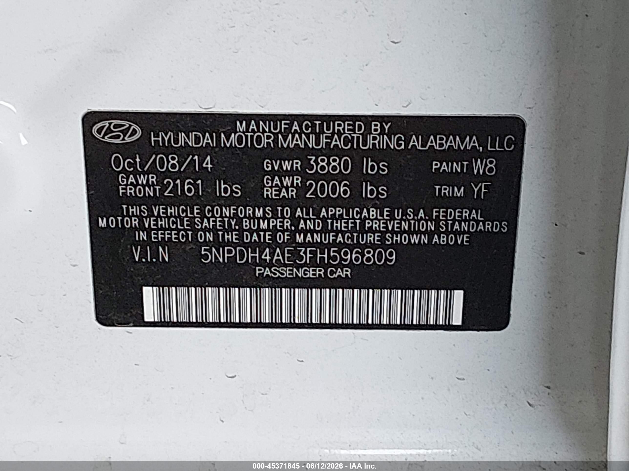 2015 Hyundai Elantra Se Белый vin: 5NPDH4AE3FH596809