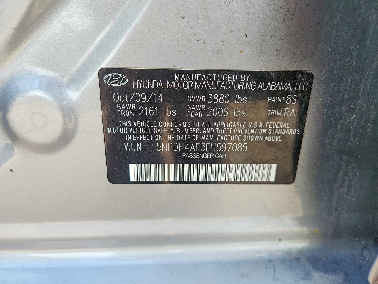 2015 Hyundai Elantra Se Silver vin: 5NPDH4AE3FH597085
