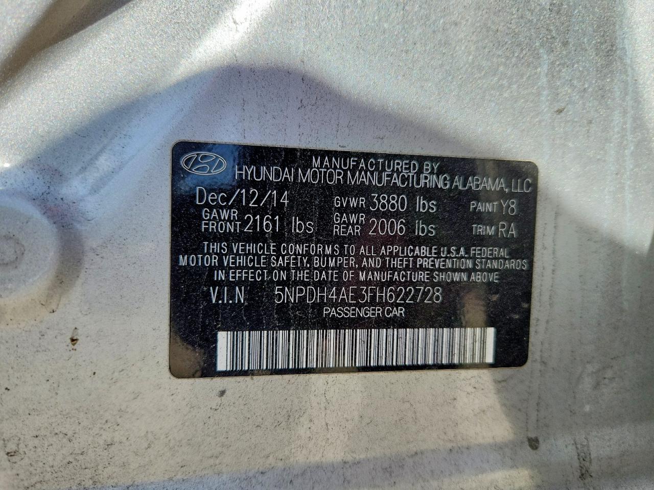 2015 Hyundai Elantra Se Silver vin: 5NPDH4AE3FH622728