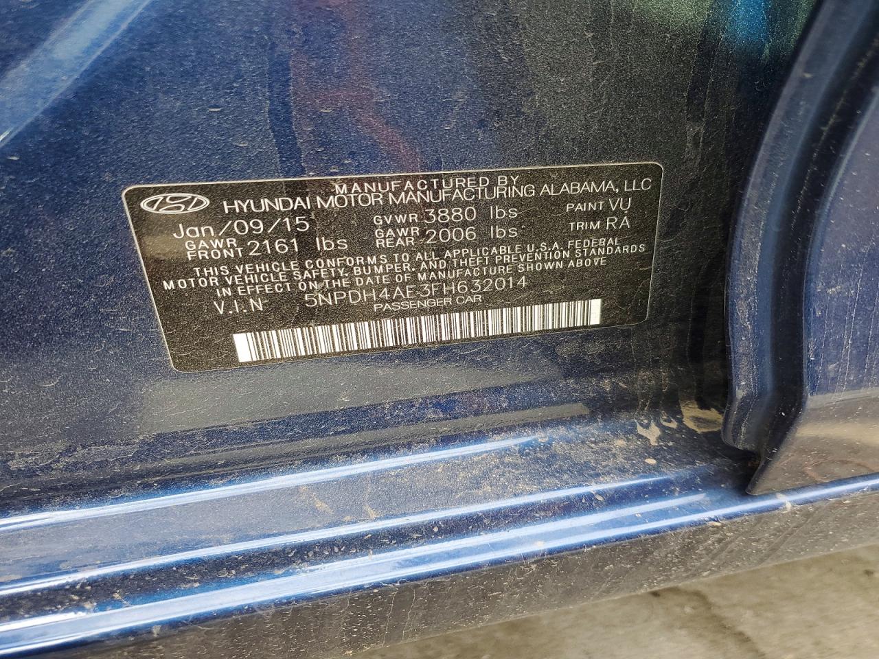 2015 Hyundai Elantra Se Синий vin: 5NPDH4AE3FH632014