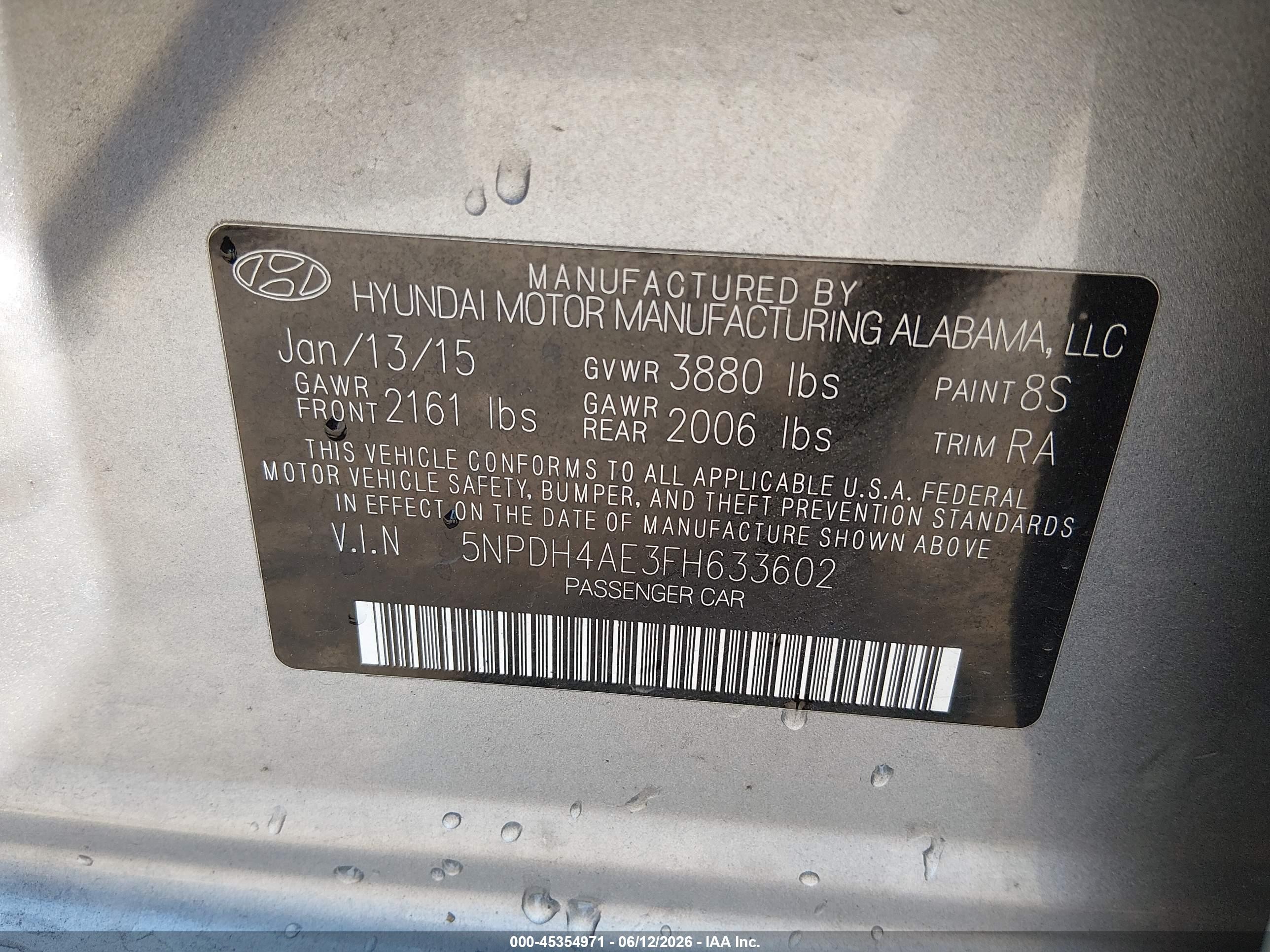 2015 Hyundai Elantra Se Gray vin: 5NPDH4AE3FH633602