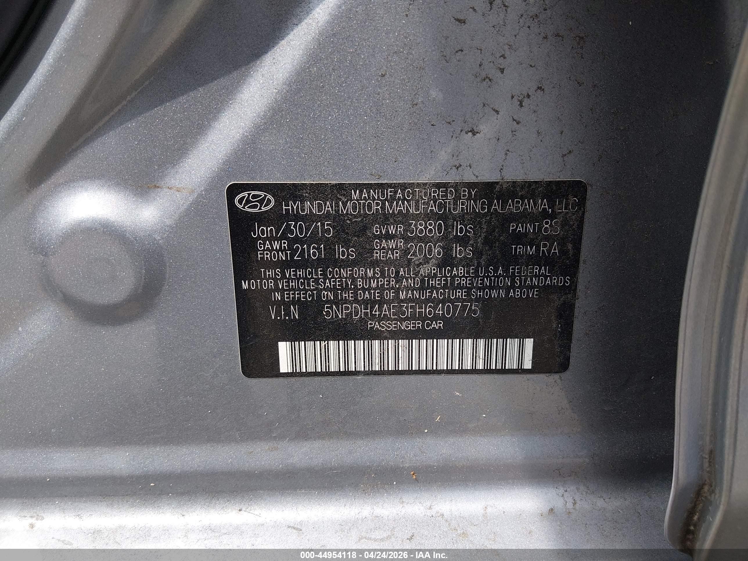 2015 Hyundai Elantra Se Silver vin: 5NPDH4AE3FH640775