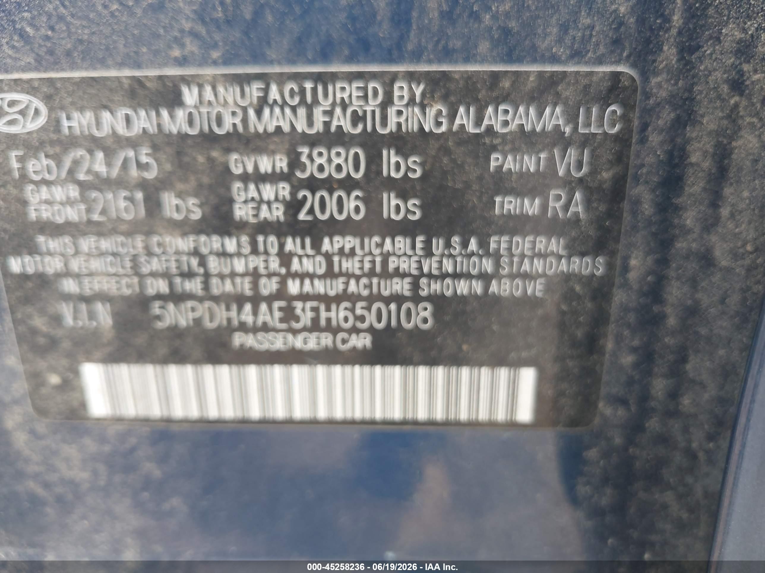2015 Hyundai Elantra Se Синий vin: 5NPDH4AE3FH650108