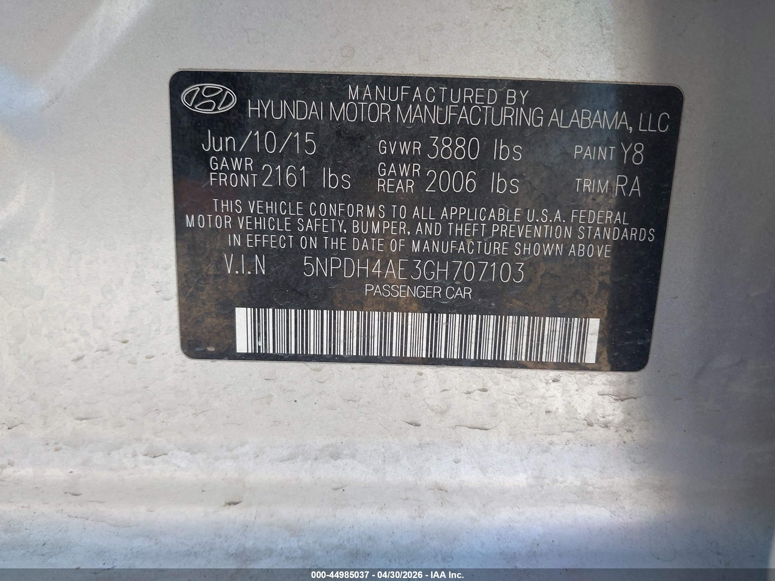 2016 Hyundai Elantra Se Silver vin: 5NPDH4AE3GH707103