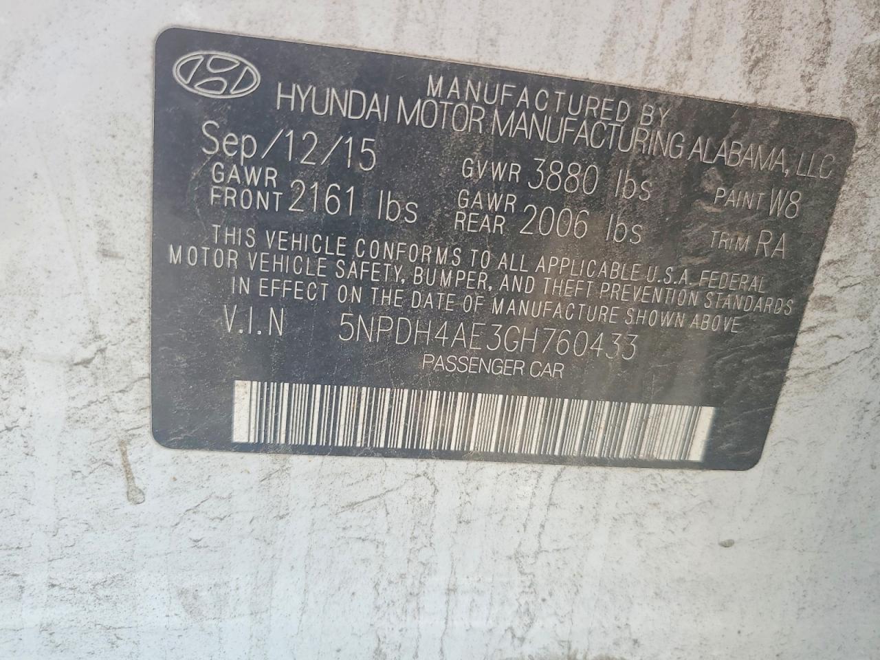 2016 Hyundai Elantra Se White vin: 5NPDH4AE3GH760433