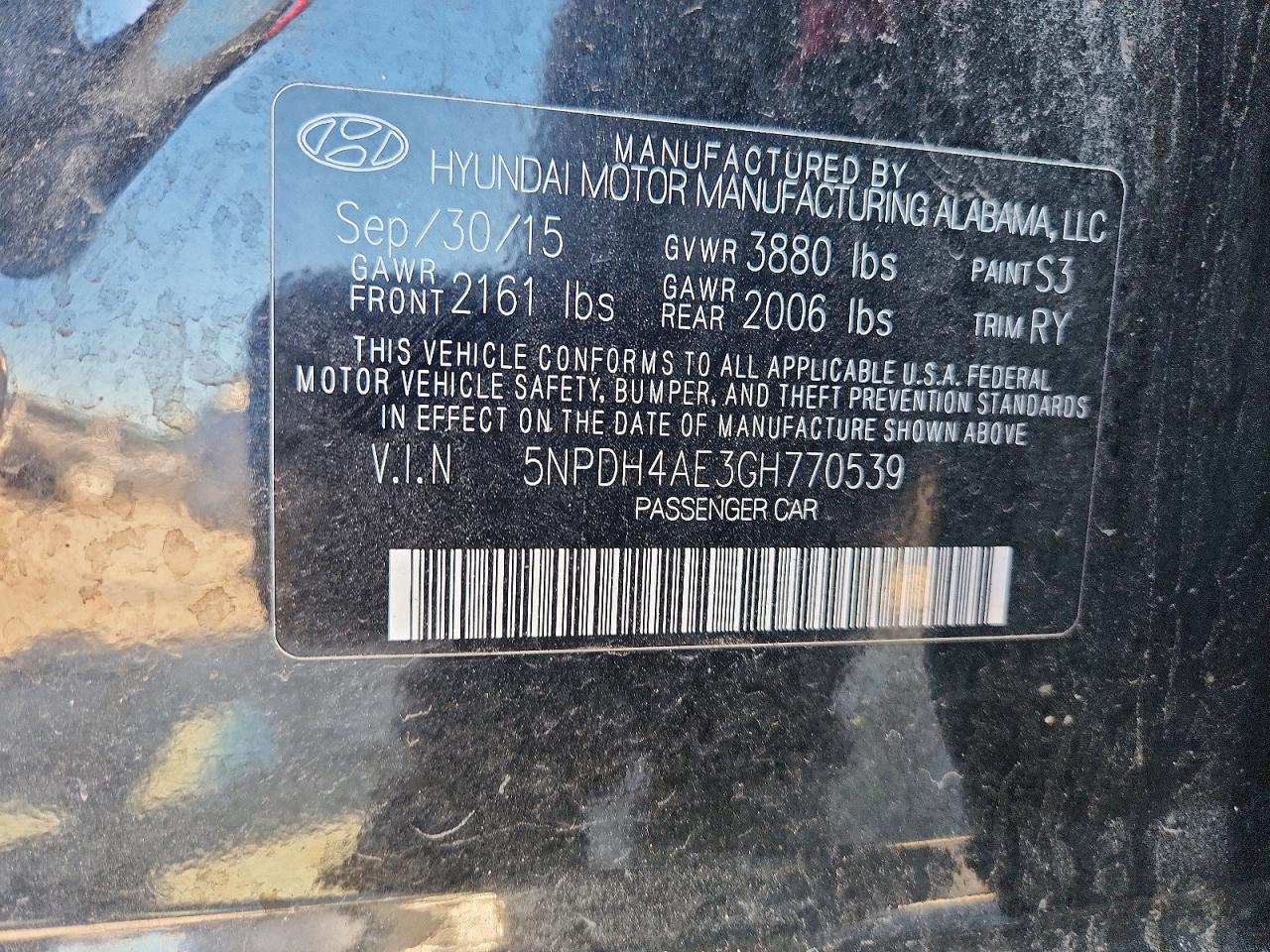 2016 Hyundai Elantra Value Edition Черный vin: 5NPDH4AE3GH770539