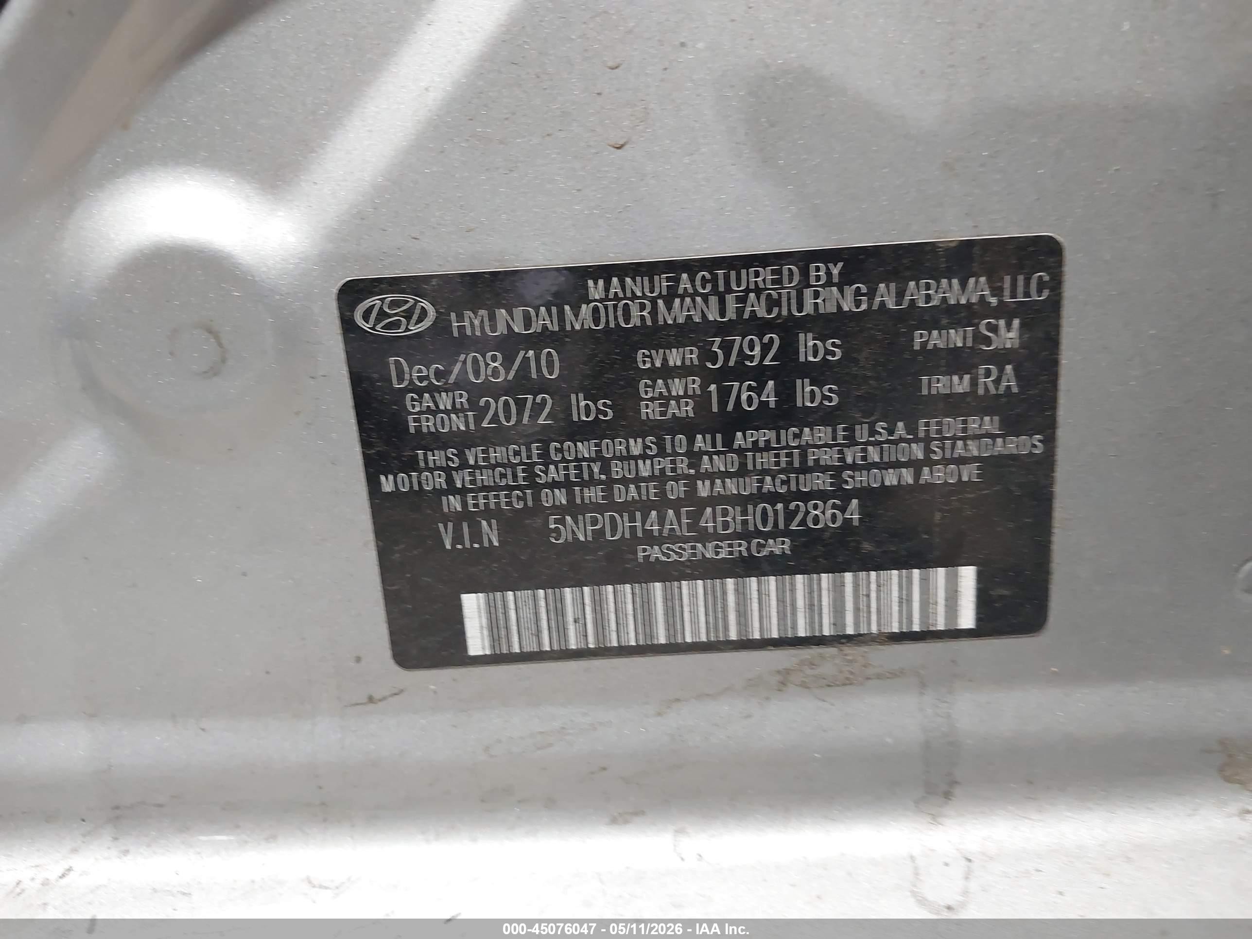 2011 Hyundai Elantra Gls Silver vin: 5NPDH4AE4BH012864