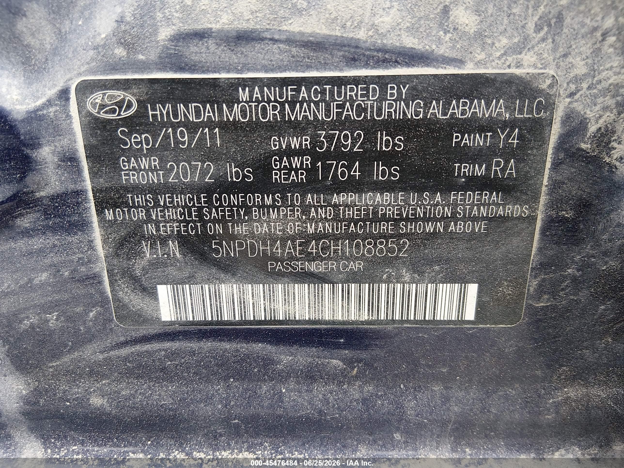 2012 Hyundai Elantra Gls Blue vin: 5NPDH4AE4CH108852