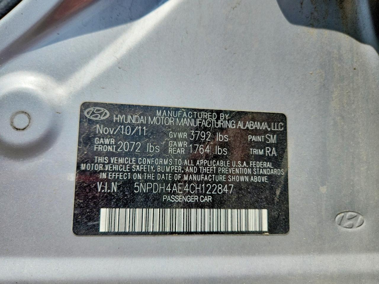 2012 Hyundai Elantra Limited Silver vin: 5NPDH4AE4CH122847