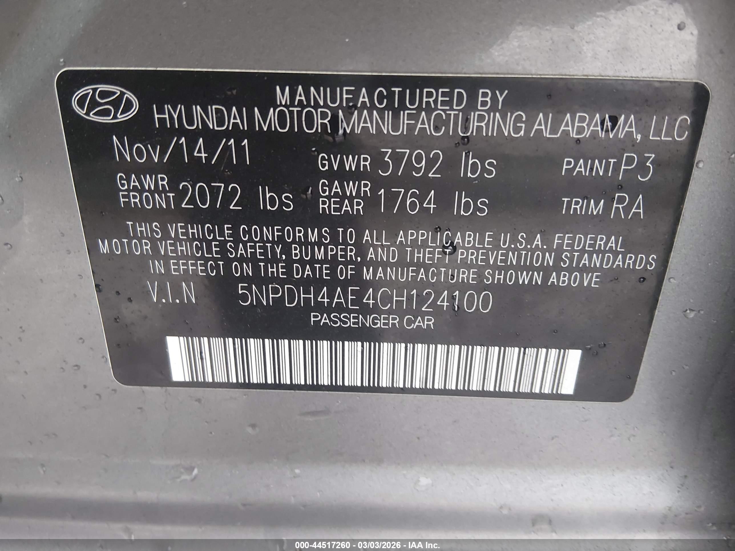 2012 Hyundai Elantra Gls Gray vin: 5NPDH4AE4CH124100