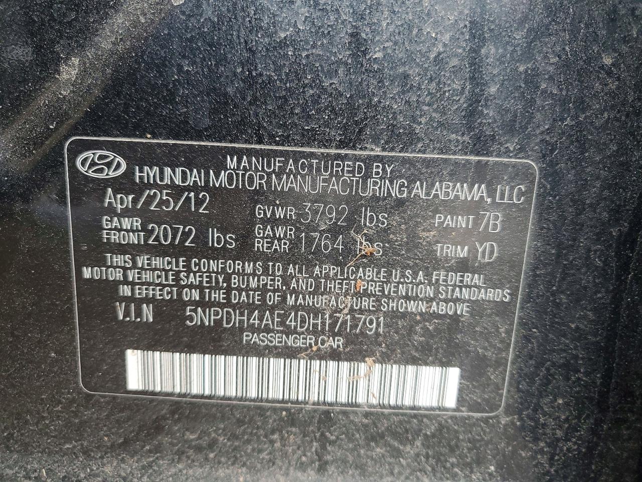 2013 Hyundai Elantra Gls Black vin: 5NPDH4AE4DH171791