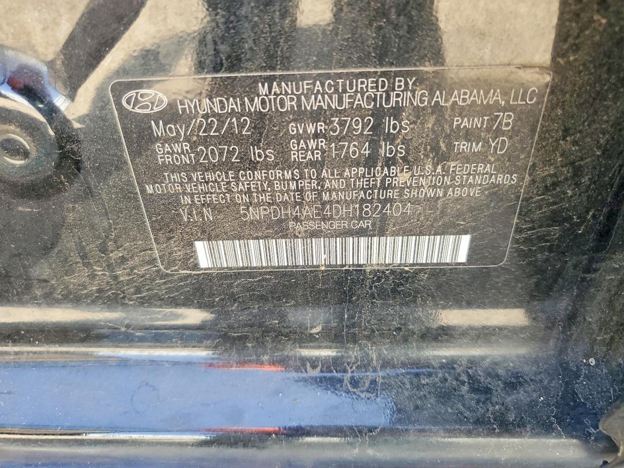 2013 Hyundai Elantra Gls Black vin: 5NPDH4AE4DH182404