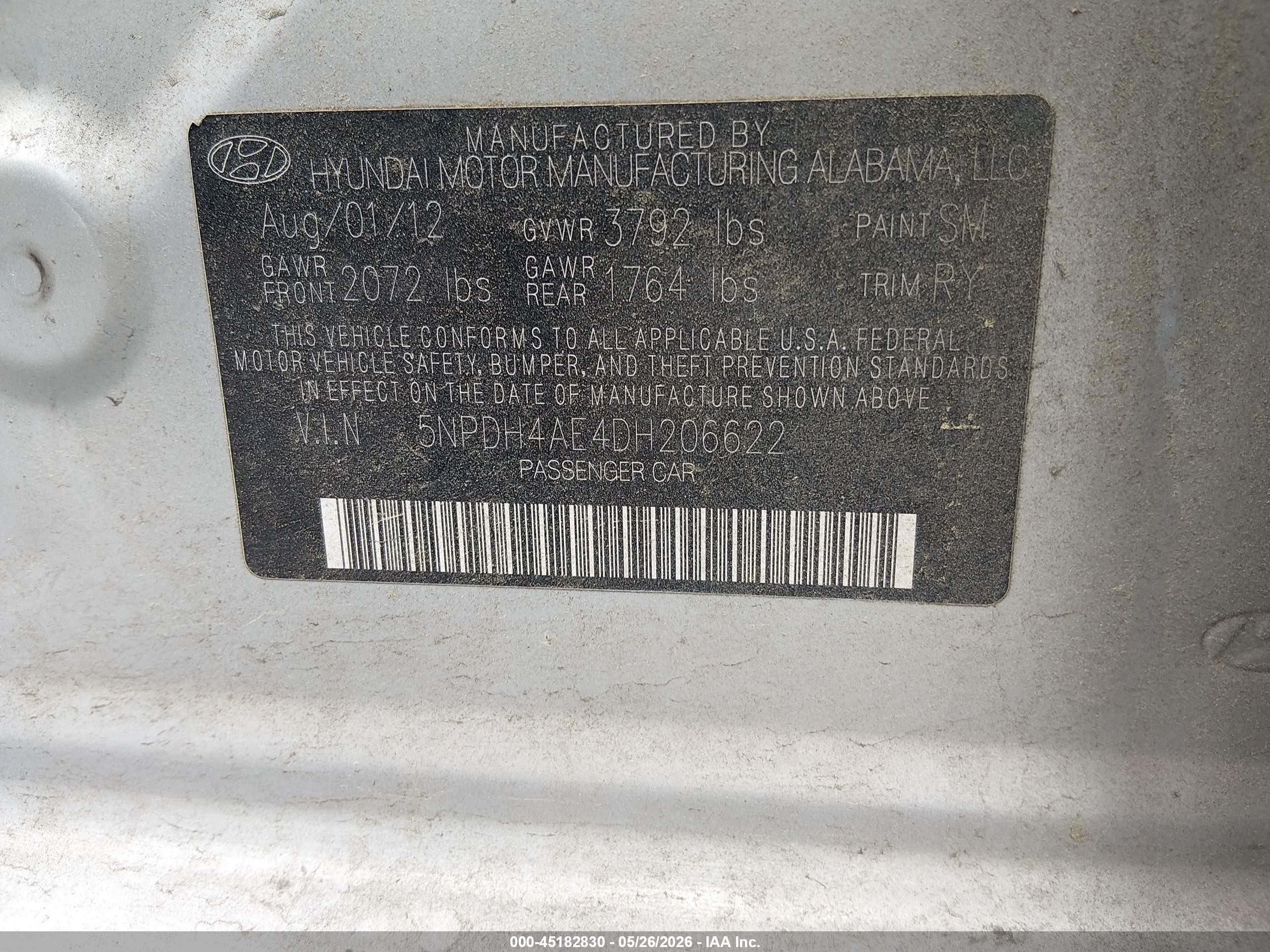 2013 Hyundai Elantra Limited Silver vin: 5NPDH4AE4DH206622