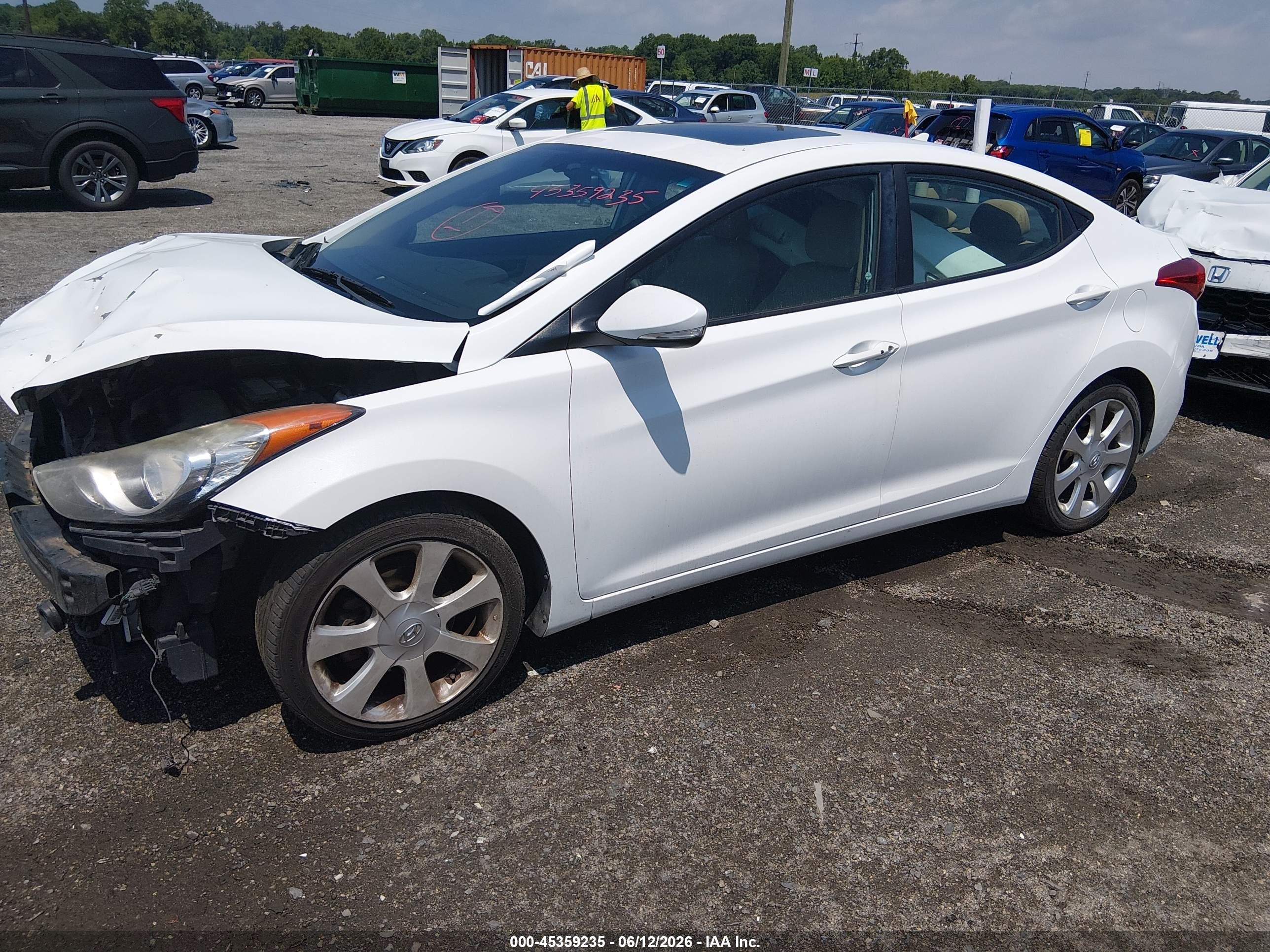 2013 Hyundai Elantra Limited White vin: 5NPDH4AE4DH211822