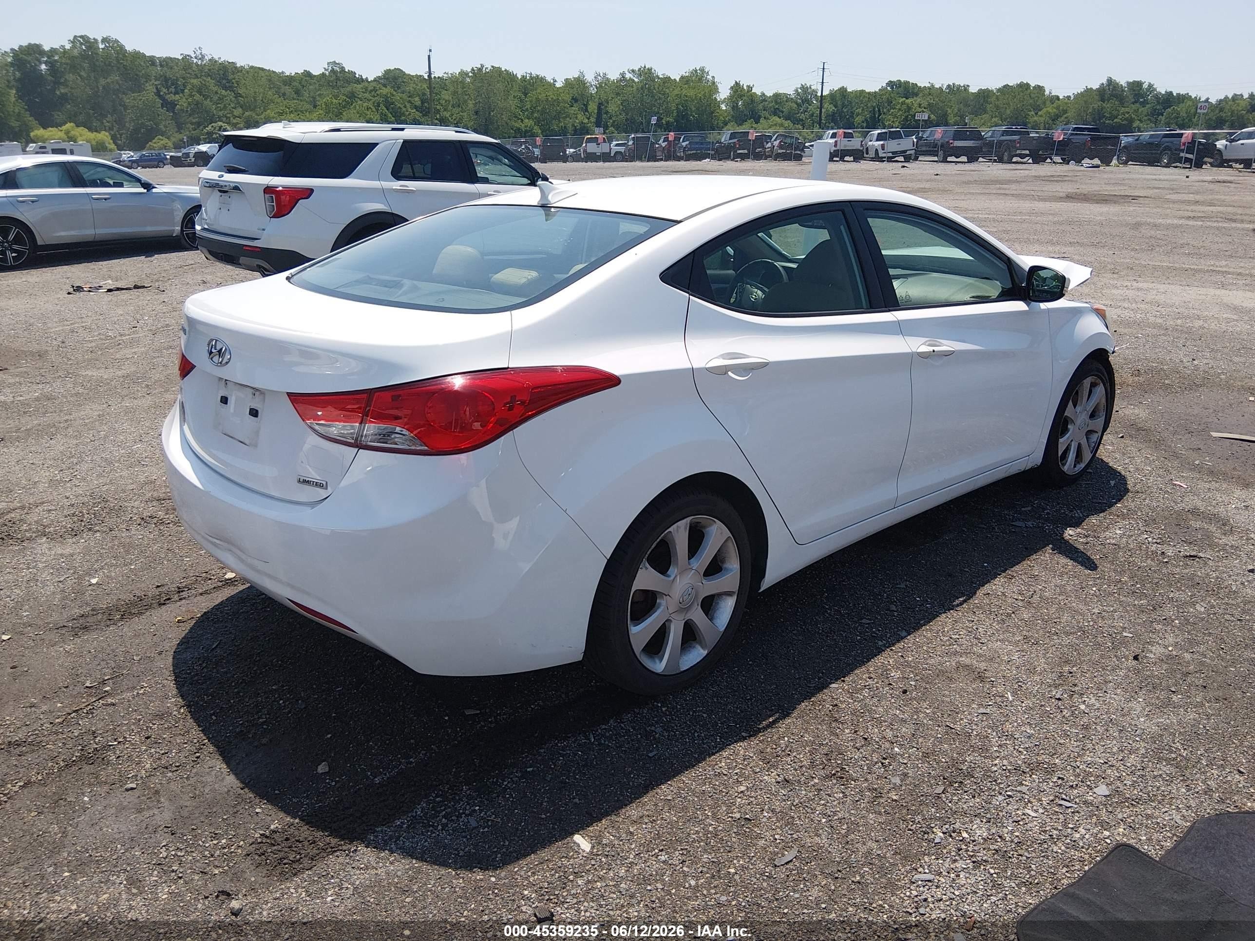 2013 Hyundai Elantra Limited White vin: 5NPDH4AE4DH211822