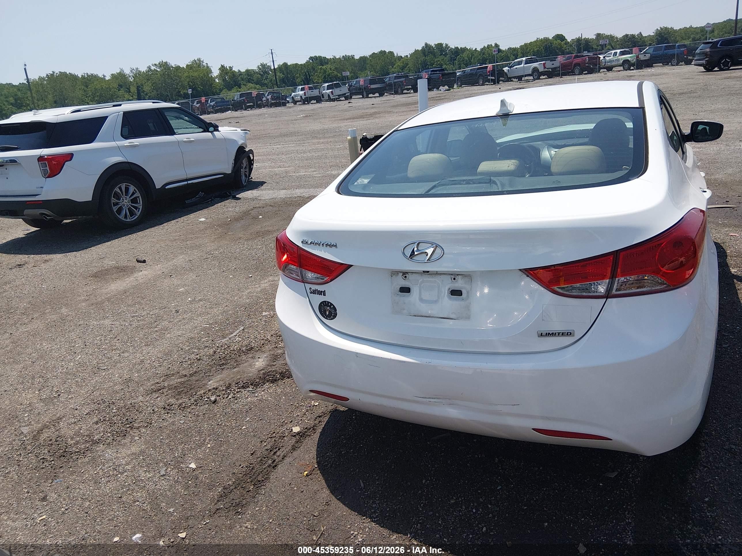 2013 Hyundai Elantra Limited White vin: 5NPDH4AE4DH211822