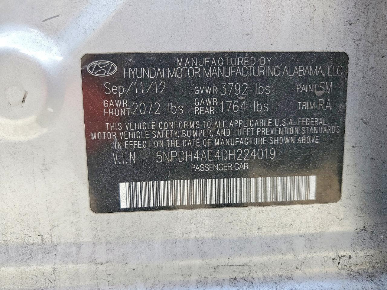2013 Hyundai Elantra Gls Серебряный vin: 5NPDH4AE4DH224019
