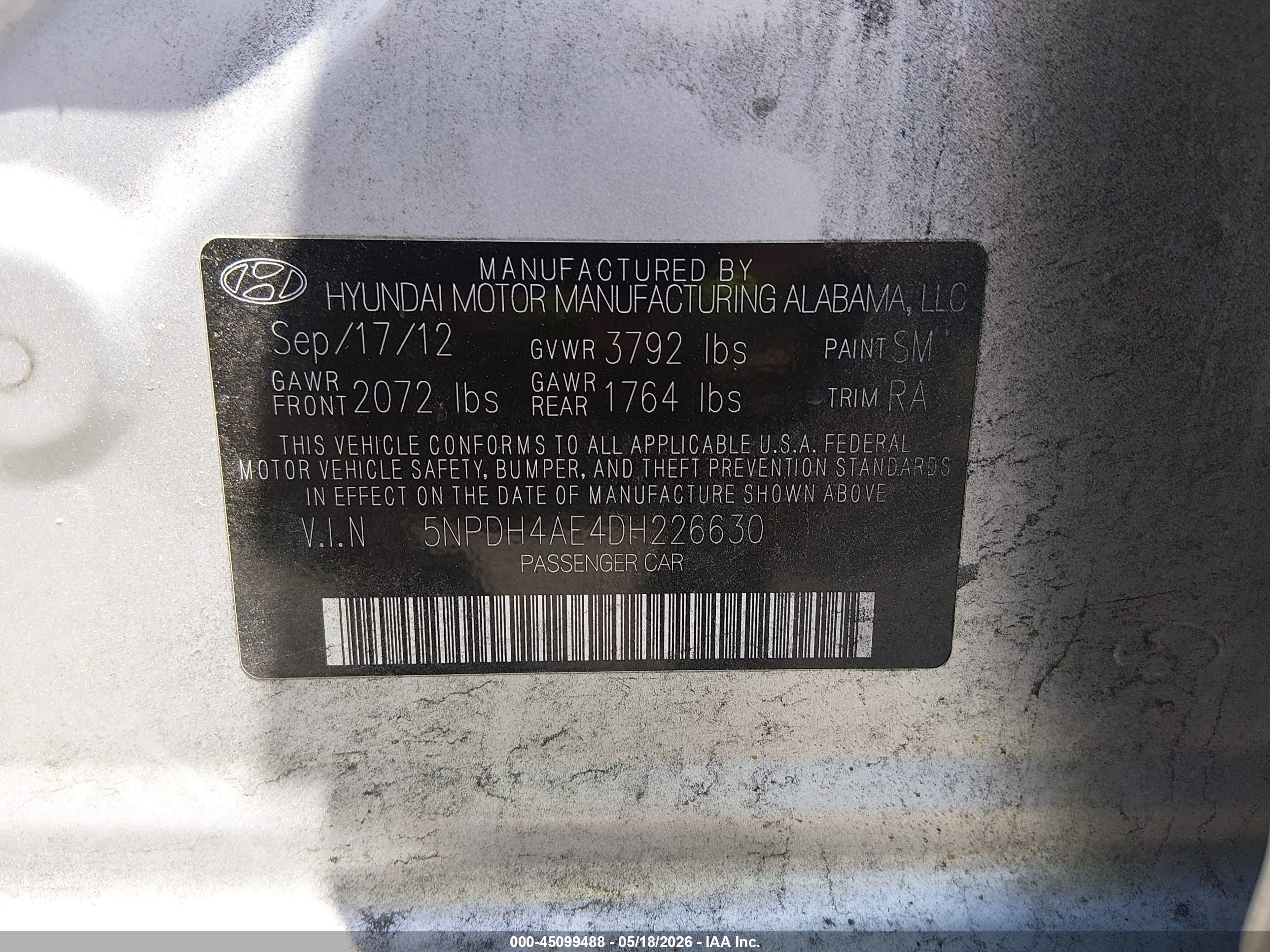 2013 Hyundai Elantra Gls Silver vin: 5NPDH4AE4DH226630