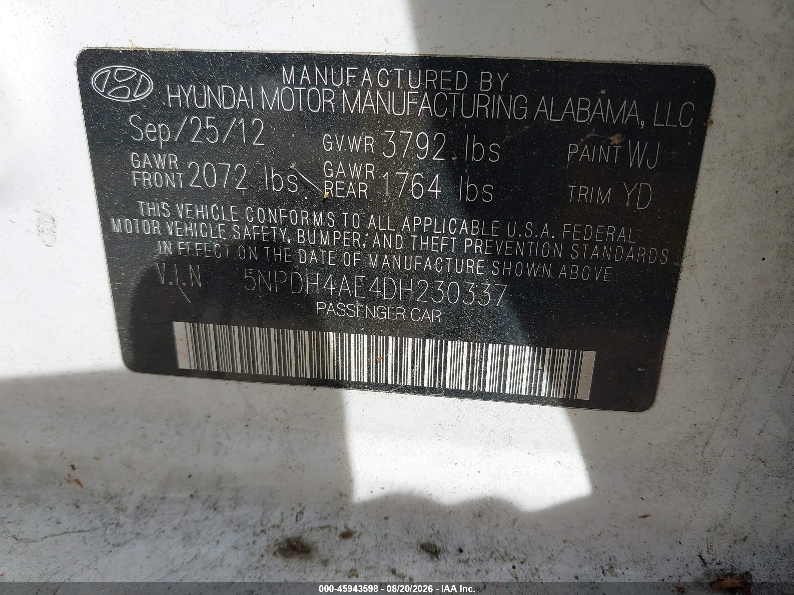 2013 Hyundai Elantra Gls/limited Белый vin: 5NPDH4AE4DH230337