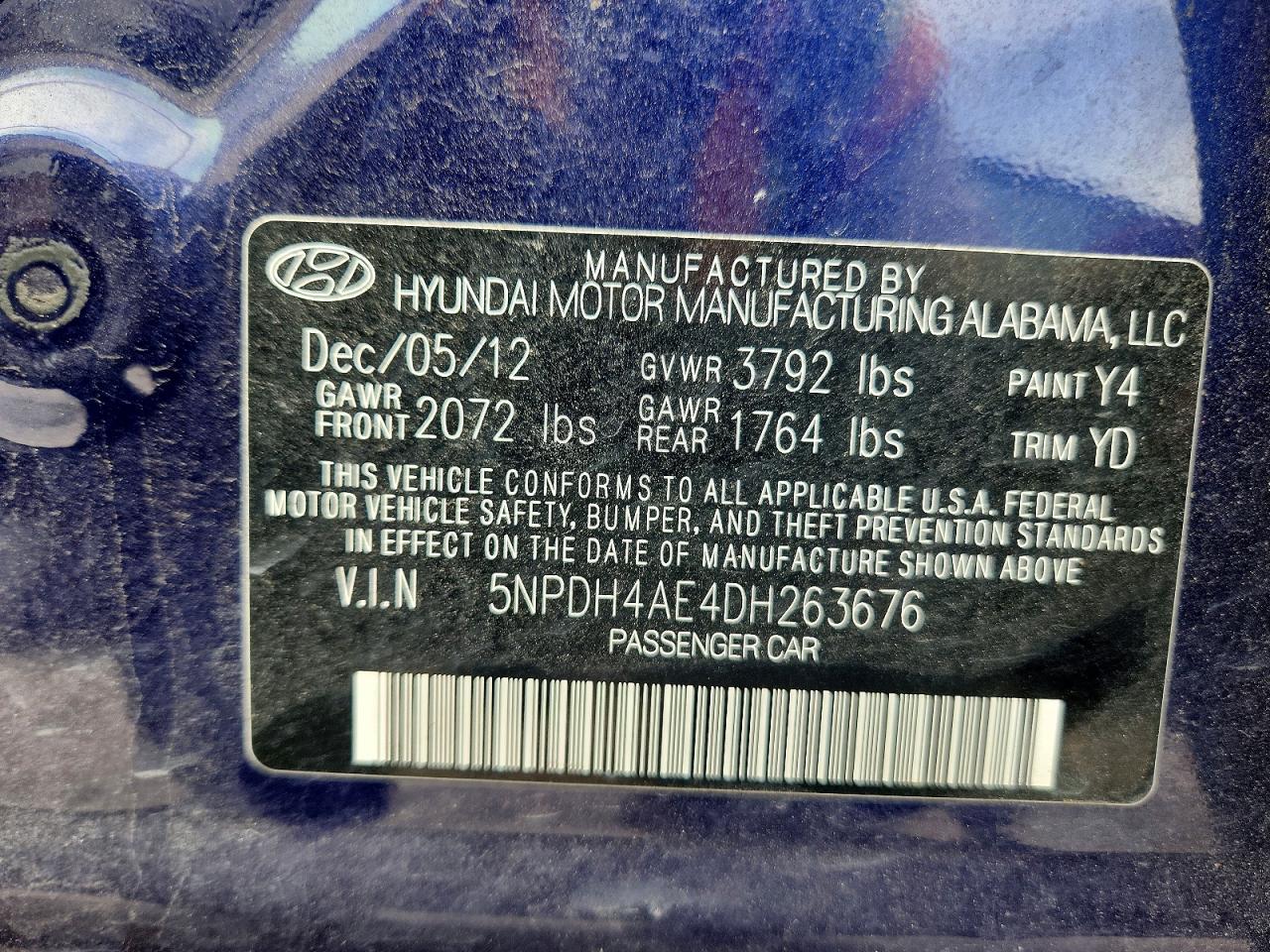 2013 Hyundai Elantra Gls Blue vin: 5NPDH4AE4DH263676