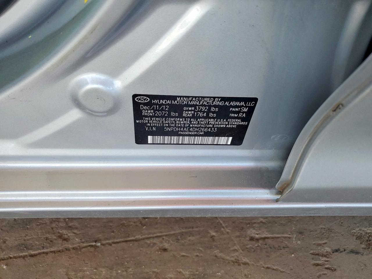 2013 Hyundai Elantra Gls Silver vin: 5NPDH4AE4DH266433