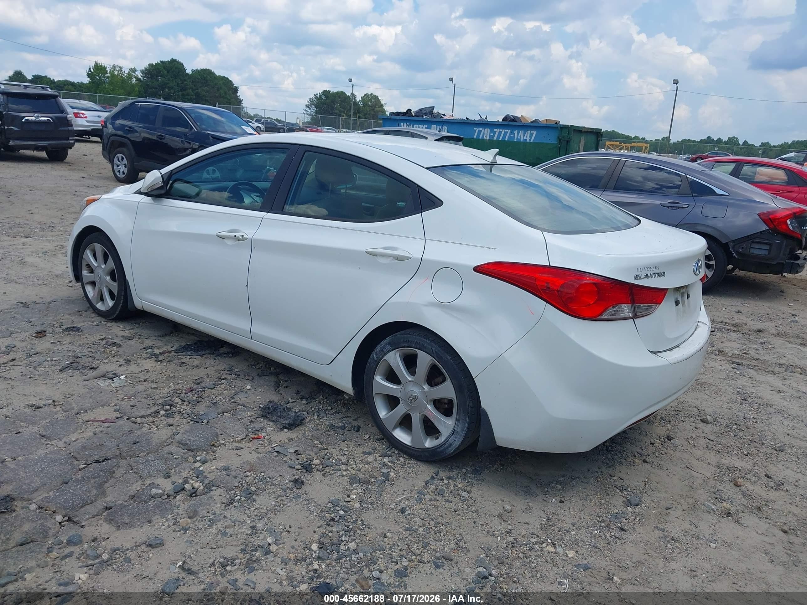 2013 Hyundai Elantra Limited White vin: 5NPDH4AE4DH270045