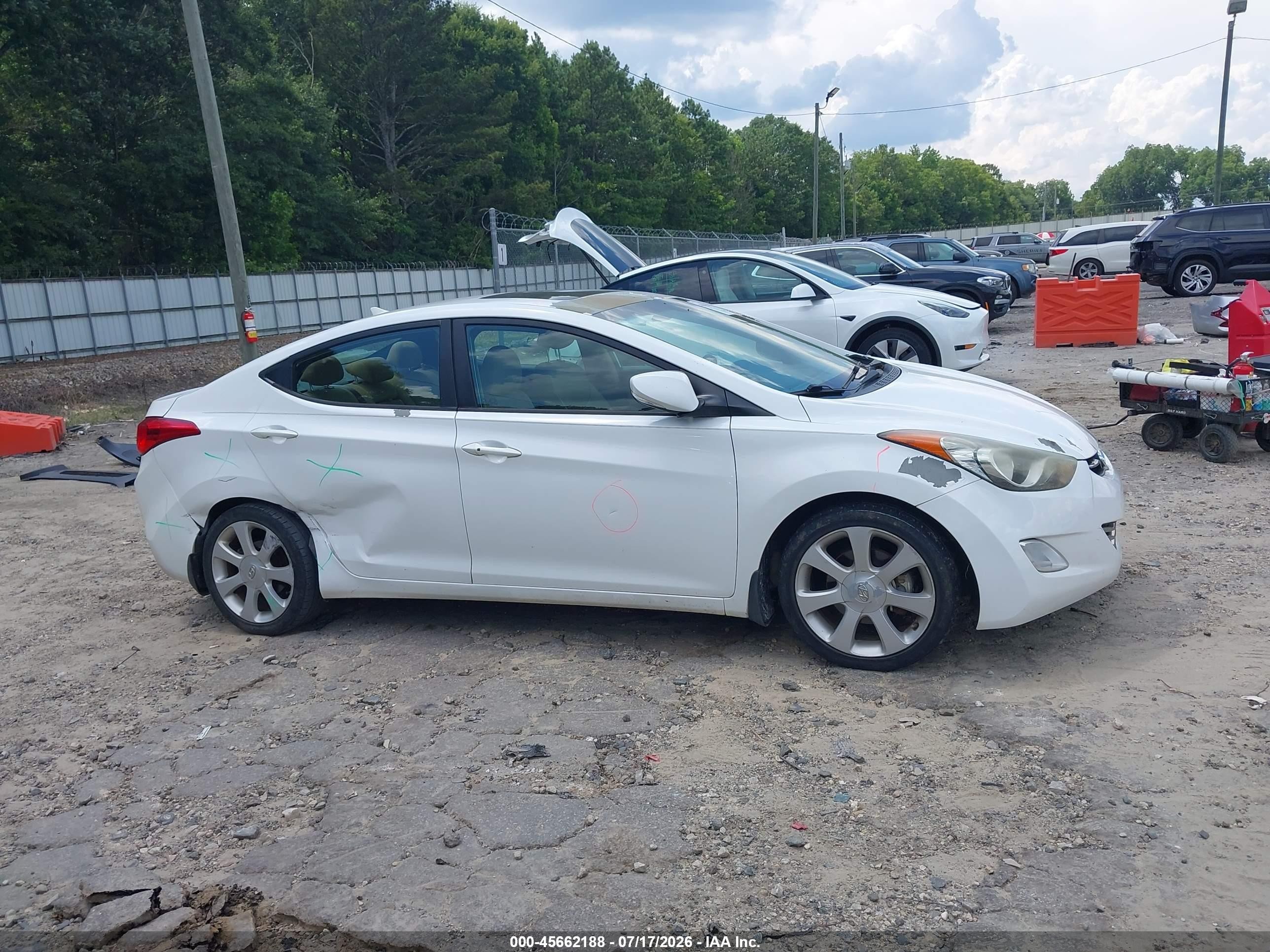 2013 Hyundai Elantra Limited White vin: 5NPDH4AE4DH270045