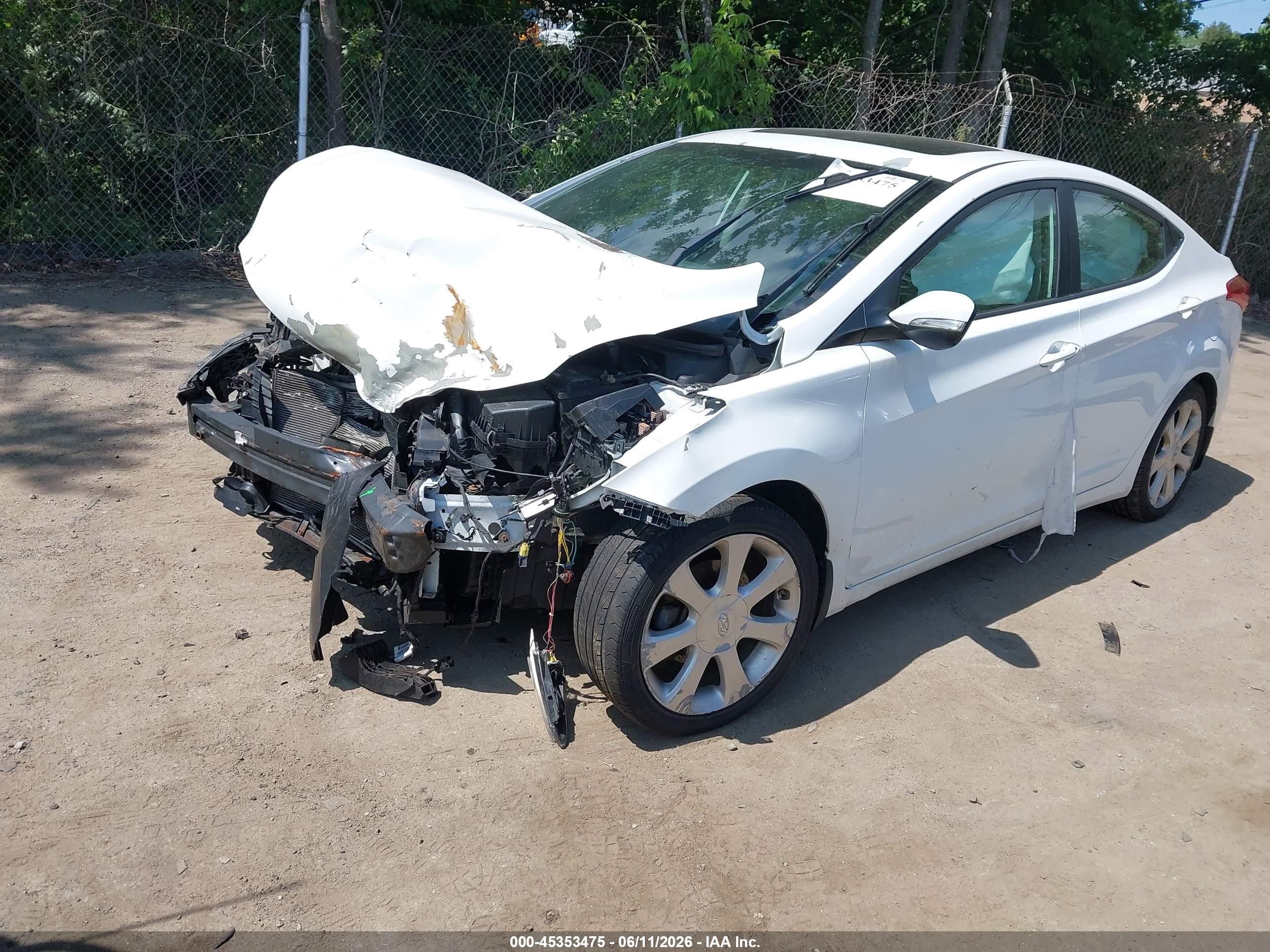2013 Hyundai Elantra Limited White vin: 5NPDH4AE4DH282776