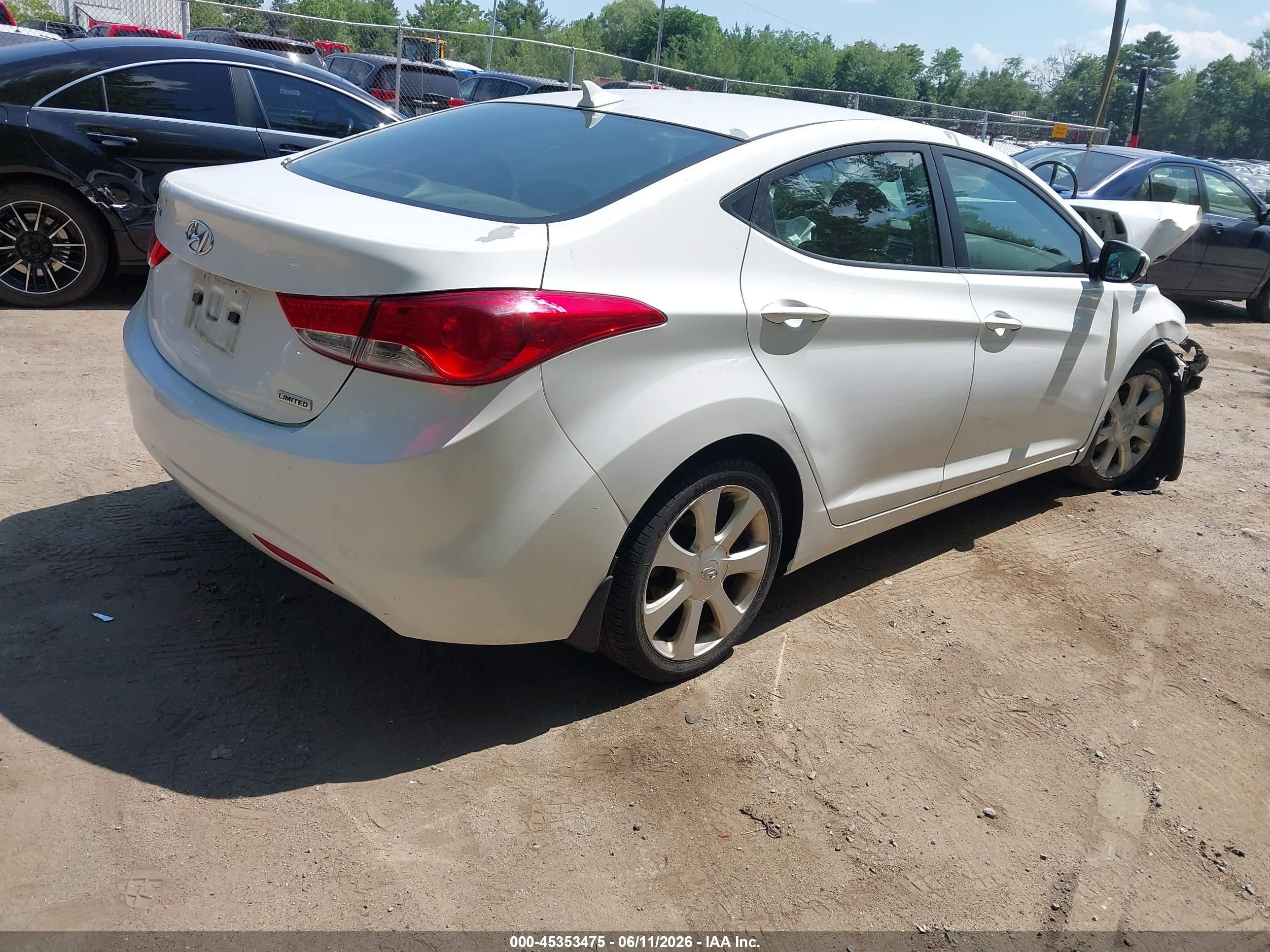 2013 Hyundai Elantra Limited White vin: 5NPDH4AE4DH282776