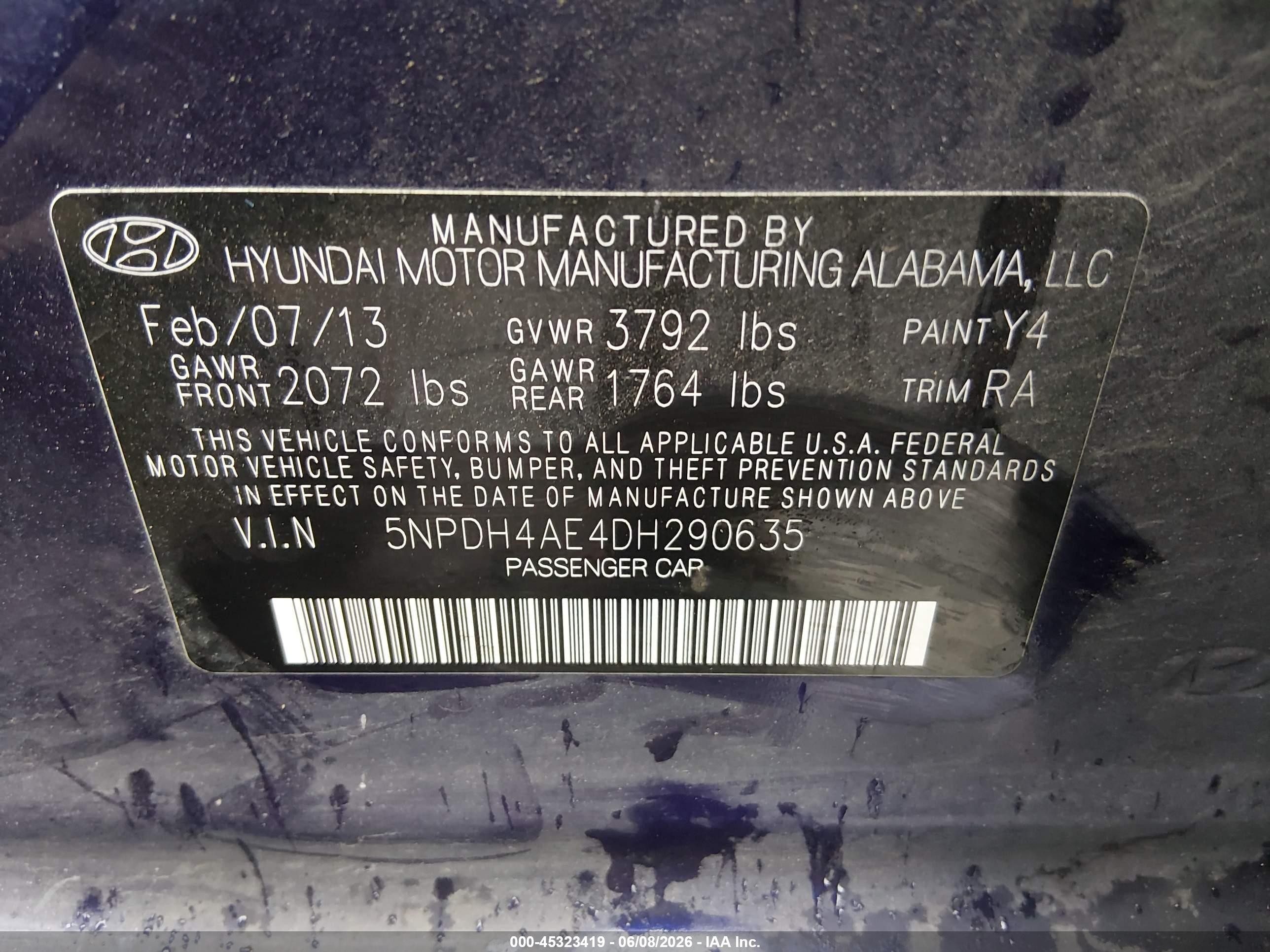 2013 Hyundai Elantra Gls Blue vin: 5NPDH4AE4DH290635