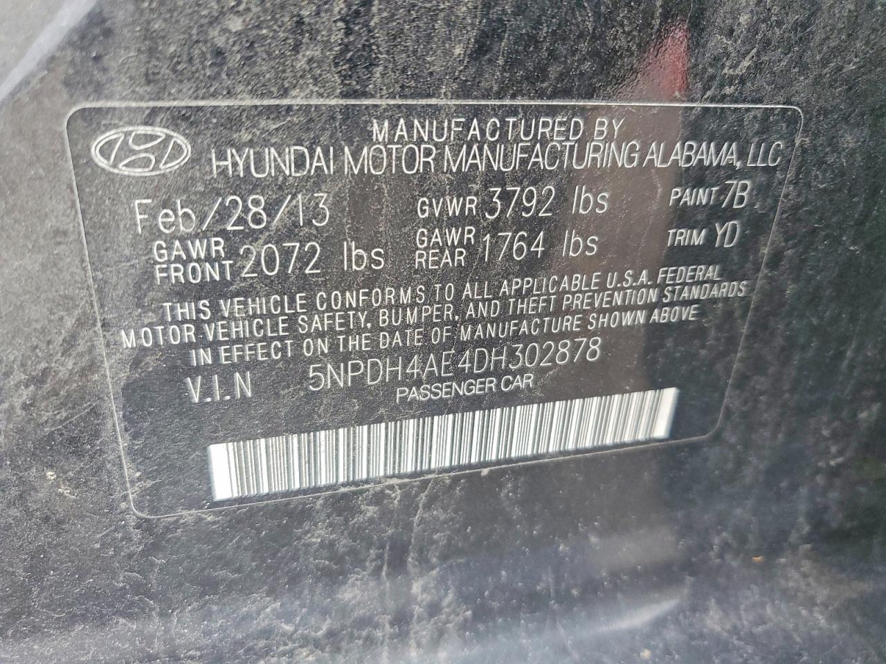 2013 Hyundai Elantra Gls Black vin: 5NPDH4AE4DH302878