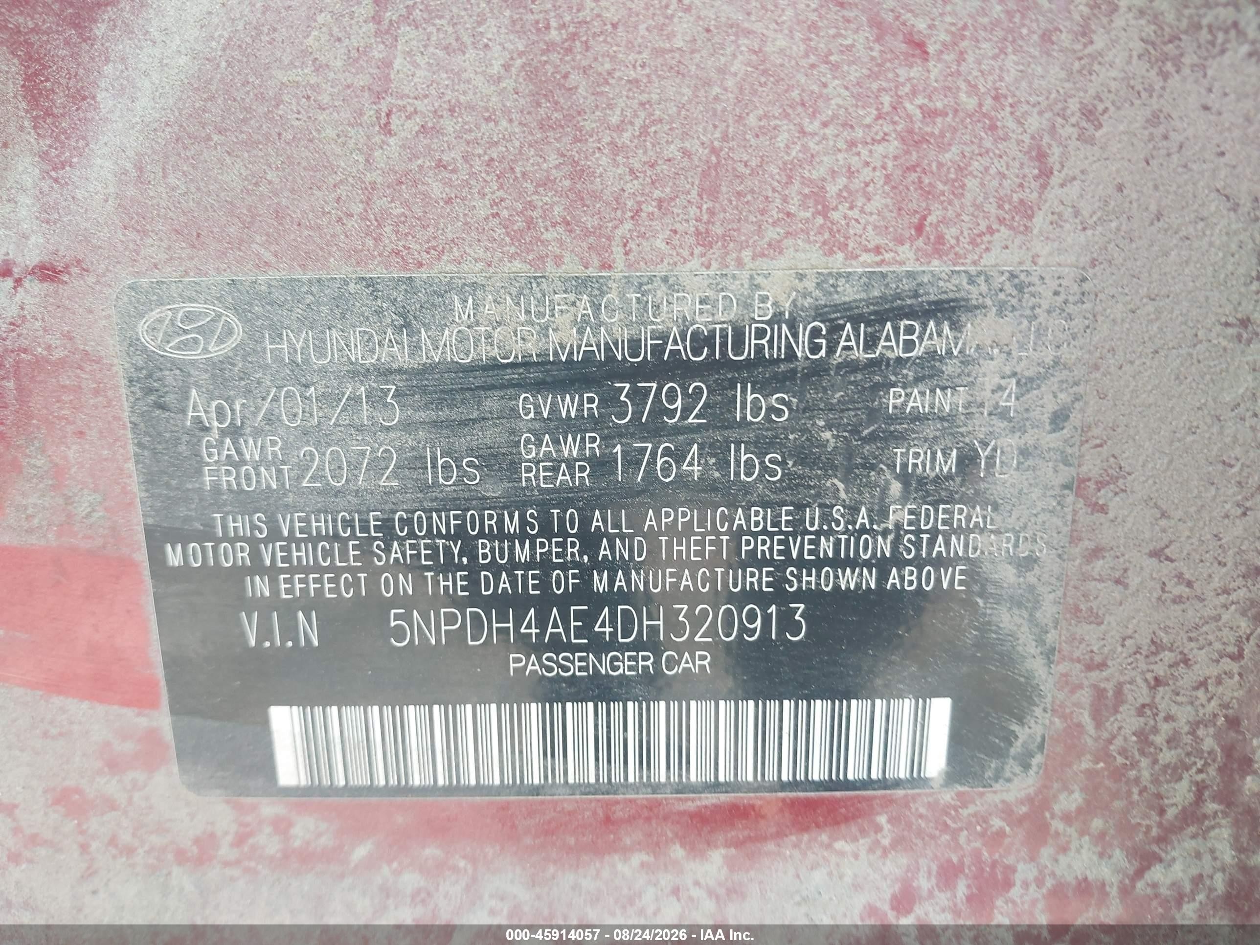 2013 Hyundai Elantra Gls Red vin: 5NPDH4AE4DH320913
