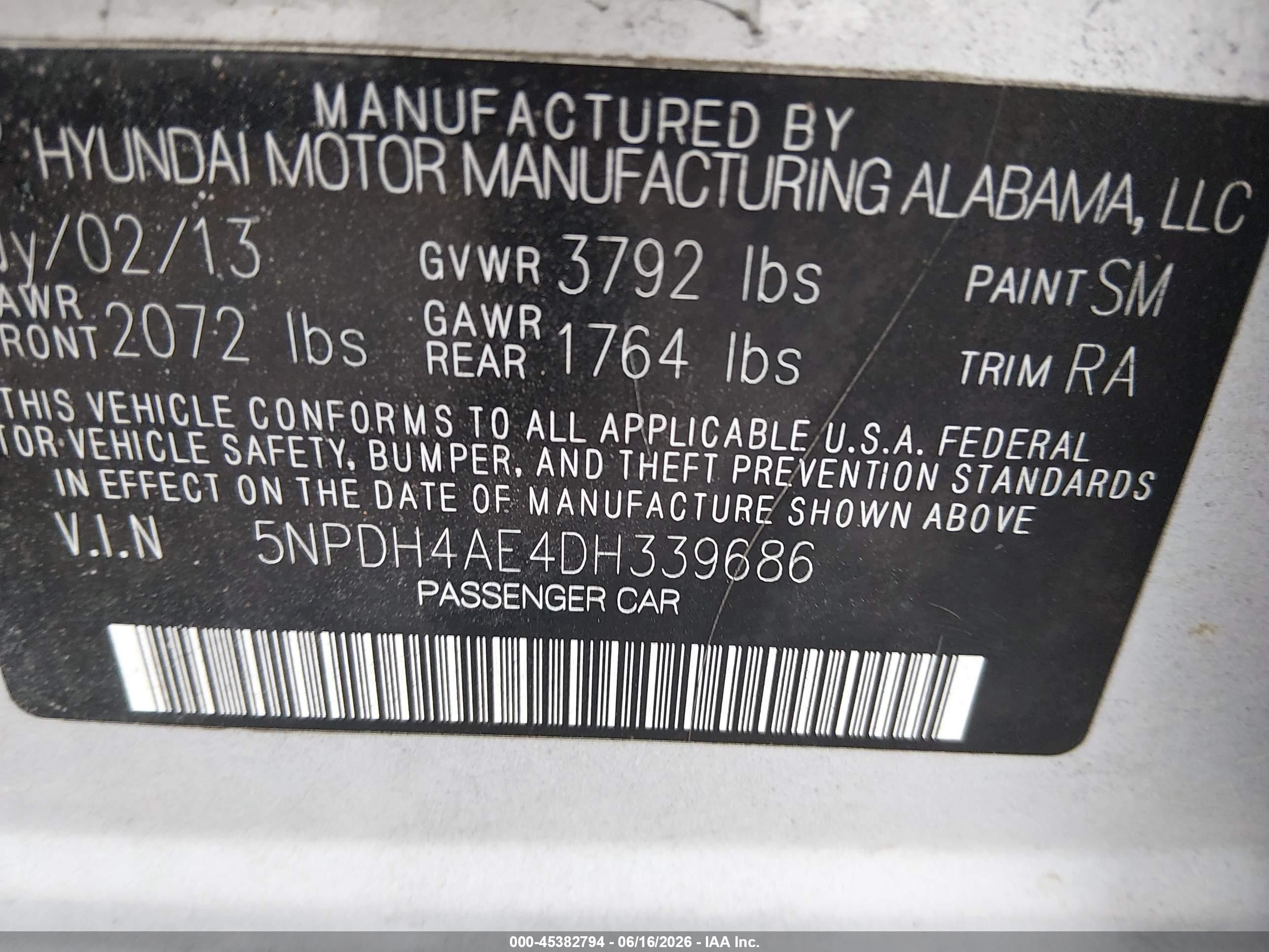 2013 Hyundai Elantra Gls Gray vin: 5NPDH4AE4DH339686