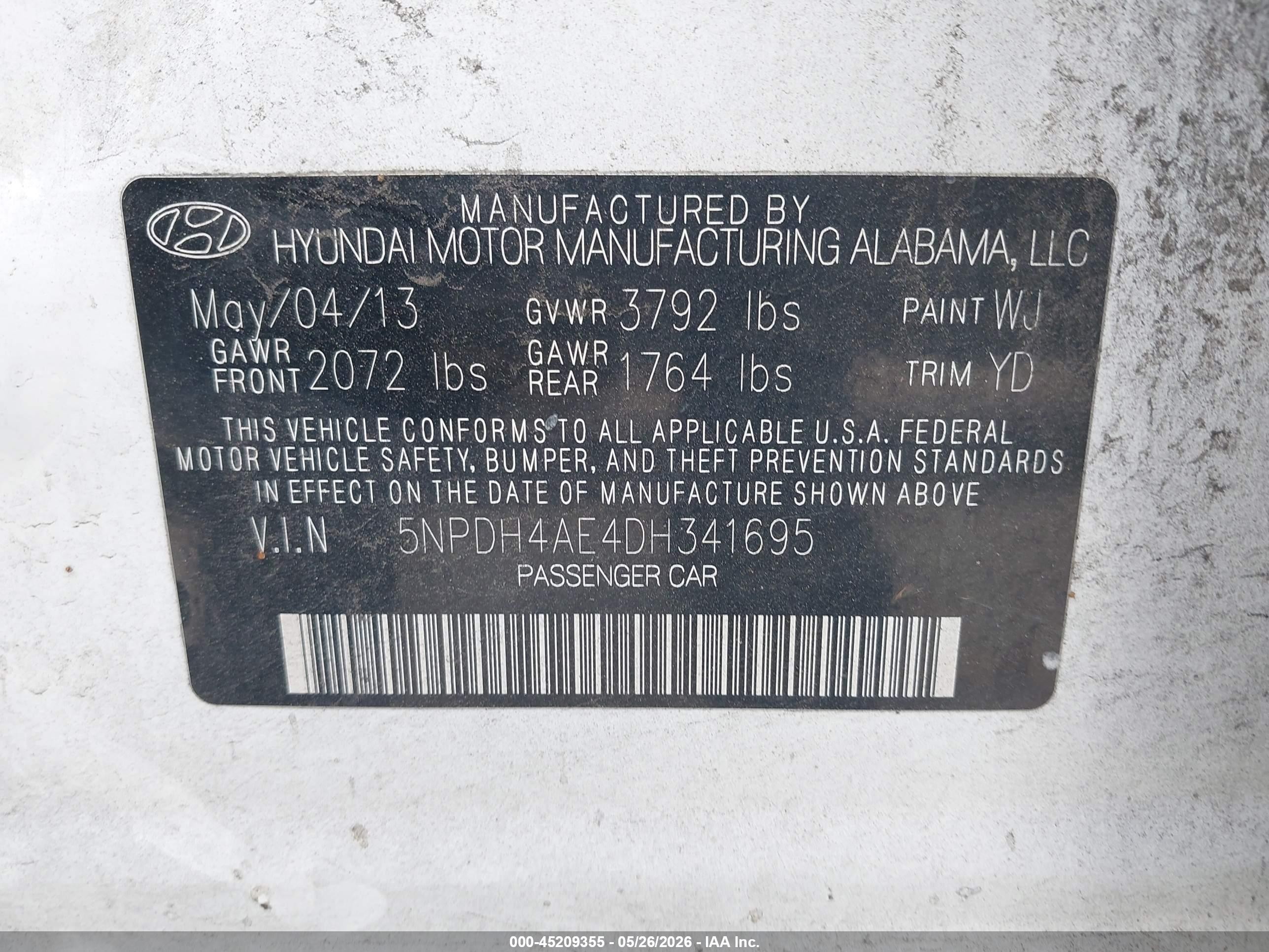 2013 Hyundai Elantra Gls White vin: 5NPDH4AE4DH341695